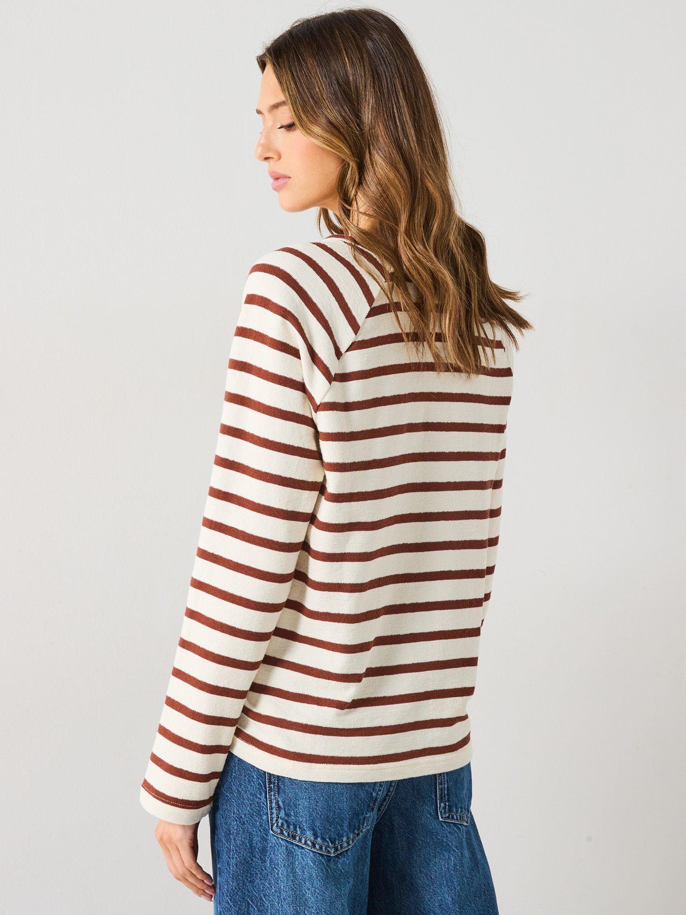 mango-striped-round-neck-sweatshirt-brownstillFront
