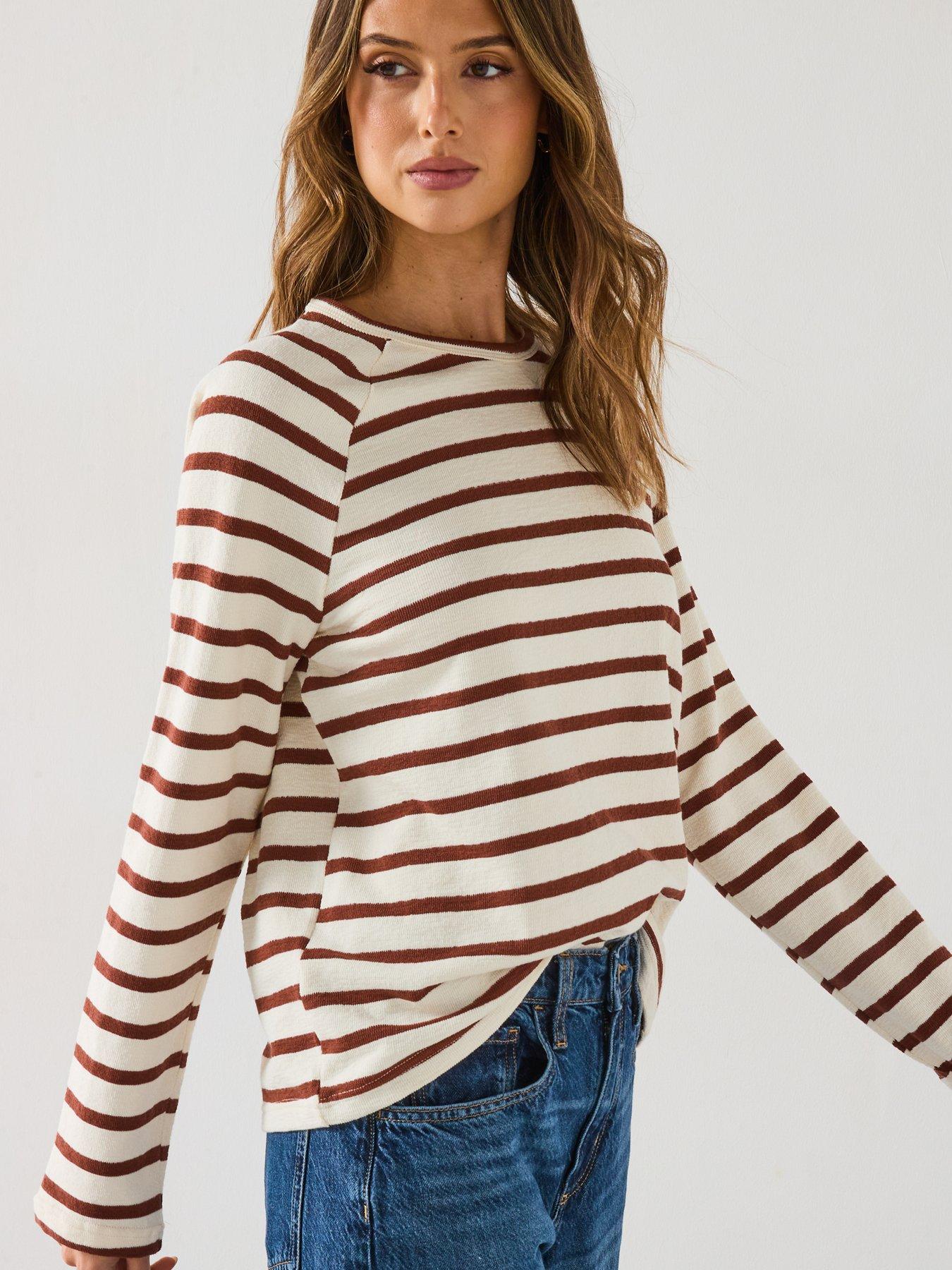mango-striped-round-neck-sweatshirt-brownoutfit
