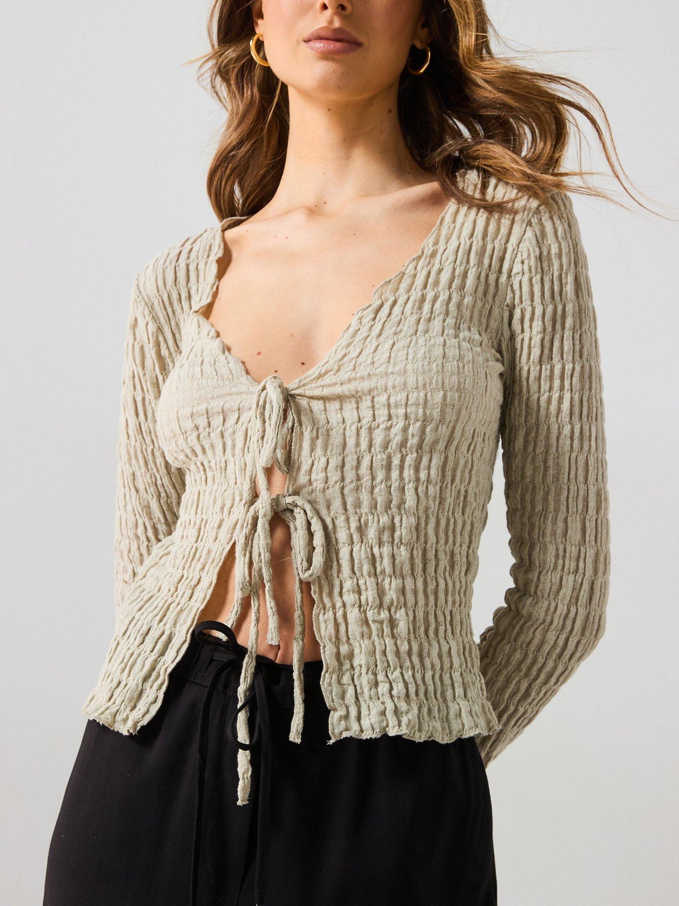 mango-cotton-textured-cardigan-with-bowsdetail