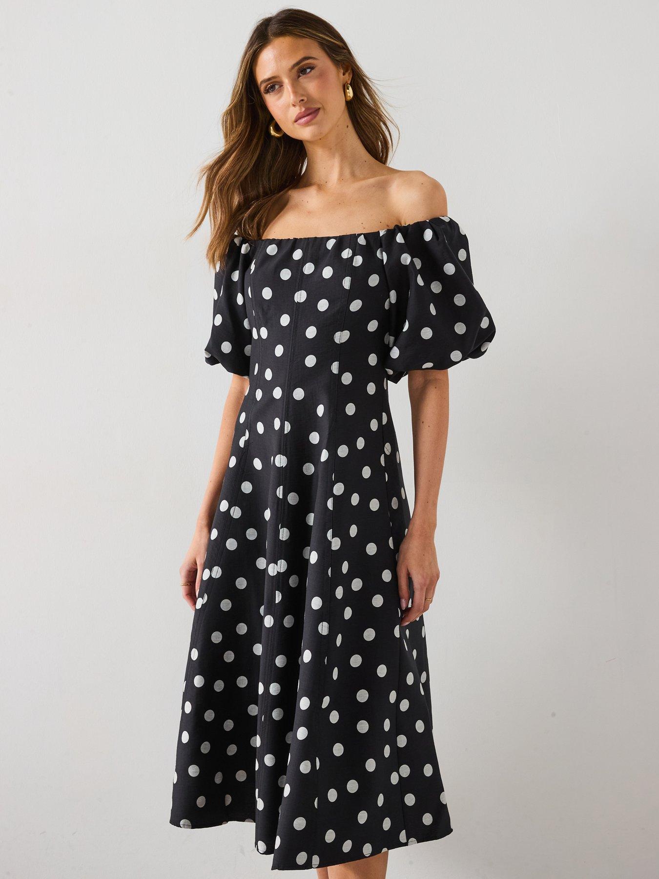 mango-strapless-polka-dot-dress-blackback