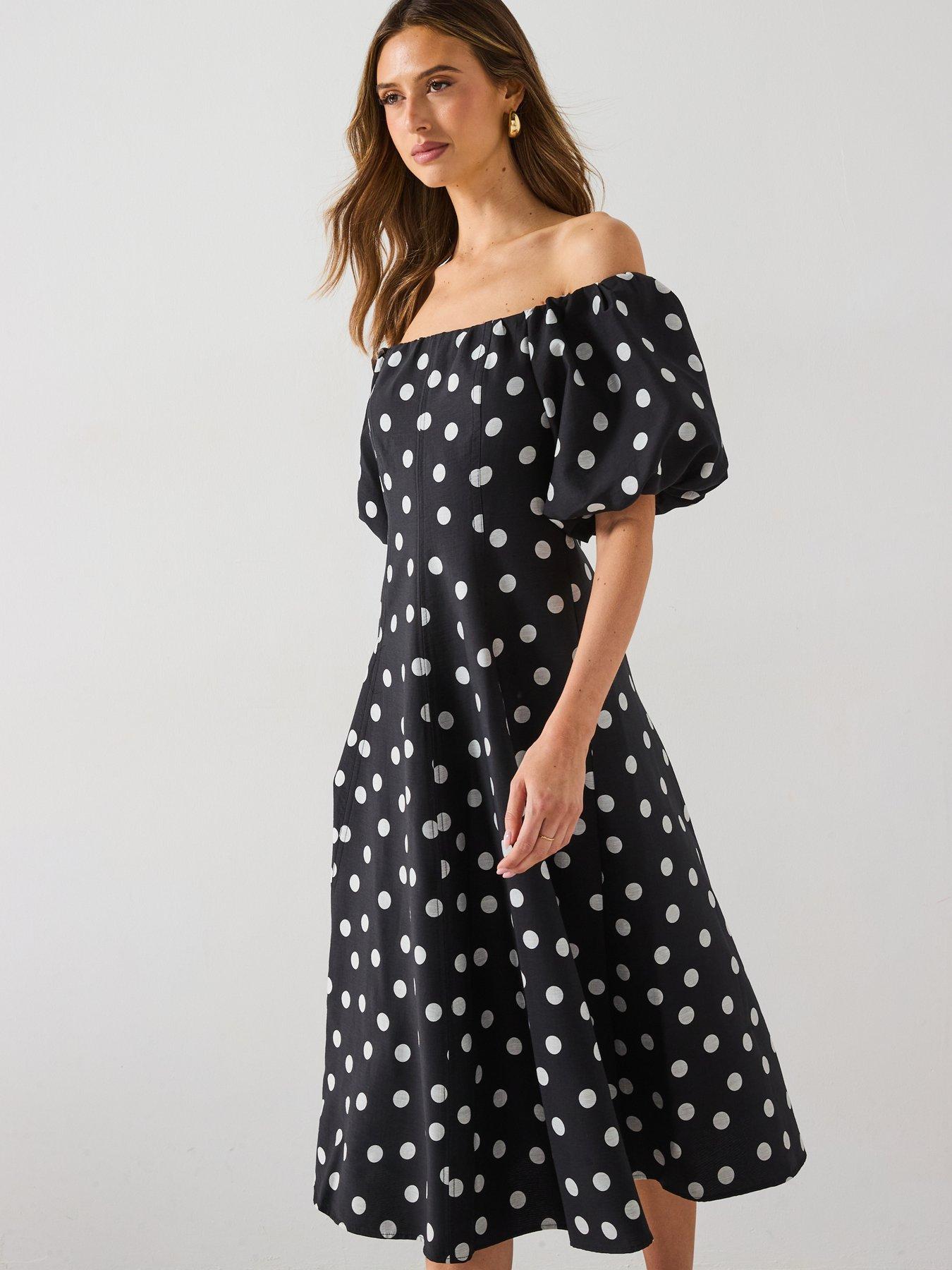 mango-strapless-polka-dot-dress-blackoutfit