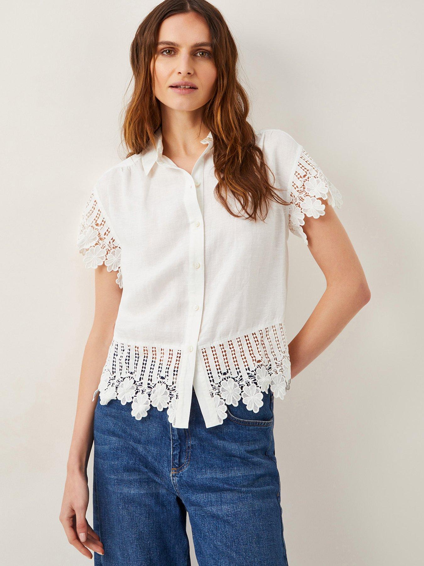 Image 1 of 5 of Monsoon Lara Linen Shirt - White