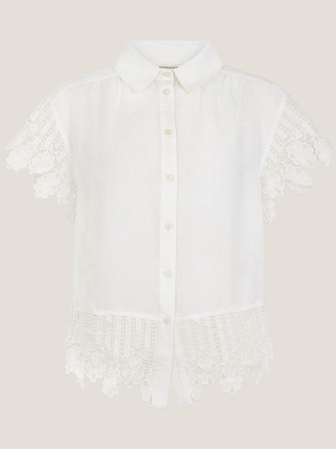 Image 3 of 5 of Monsoon Lara Linen Shirt - White