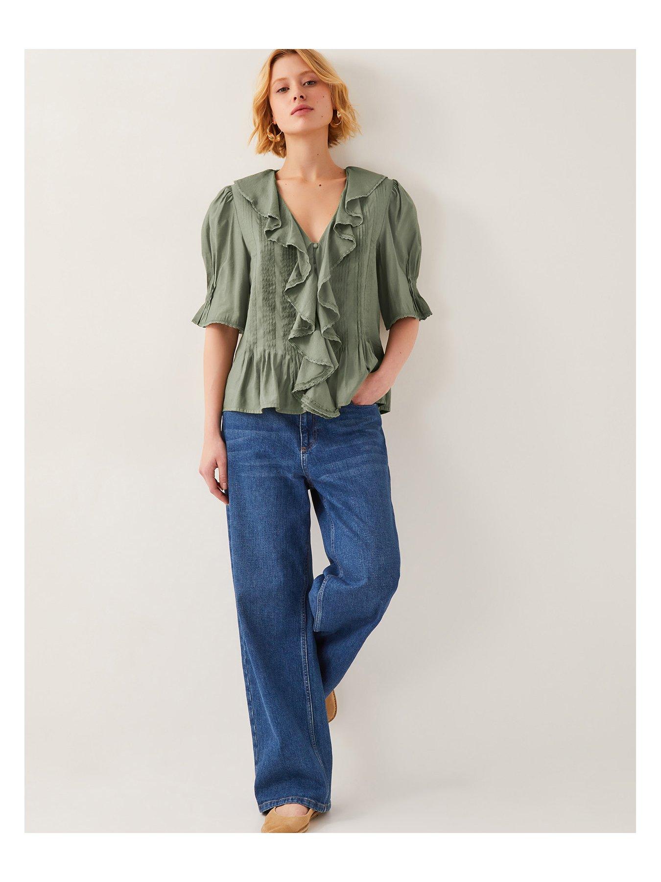 monsoon-celeste-frill-top-khakioutfit