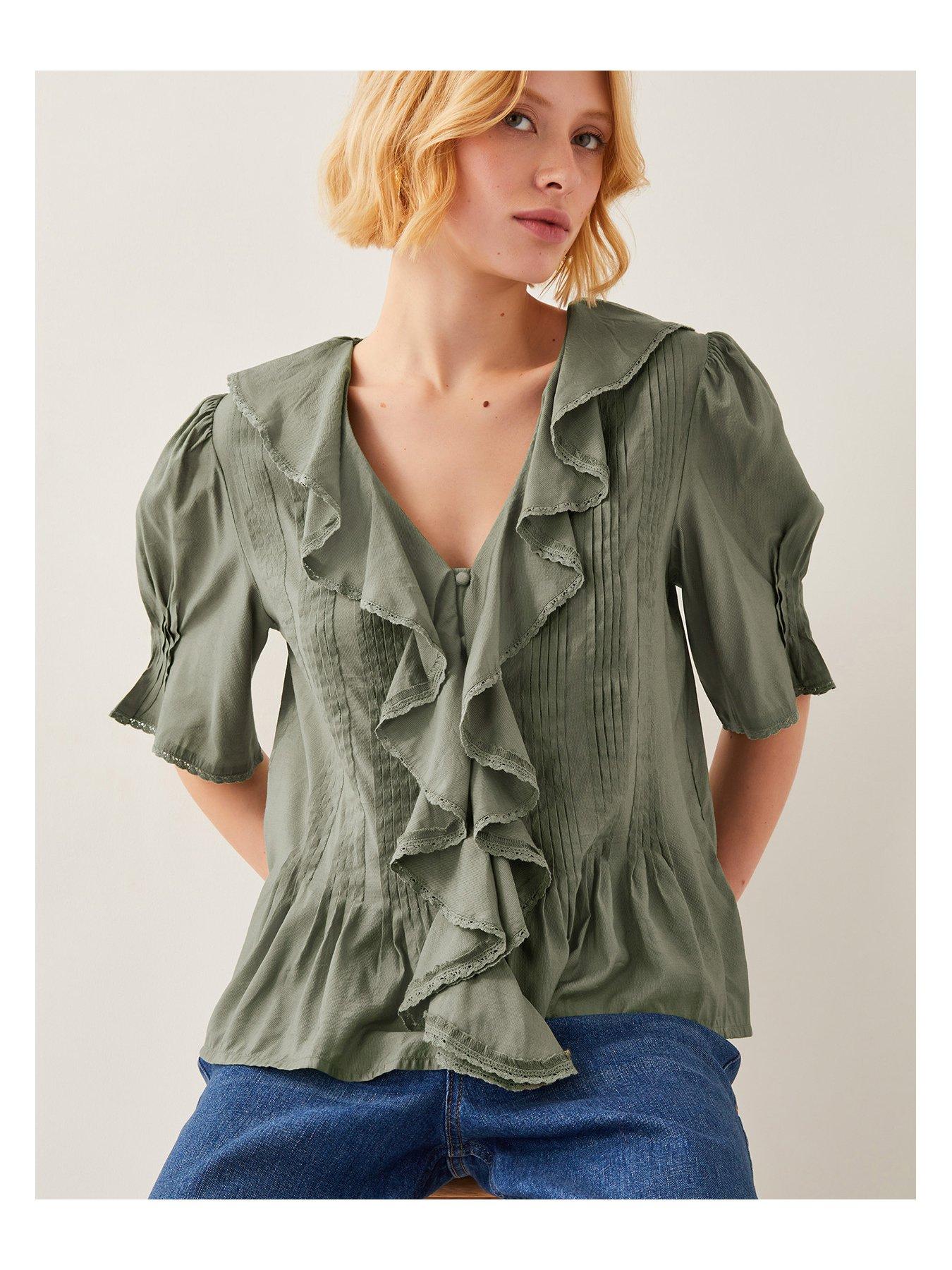 monsoon-celeste-frill-top-khakidetail