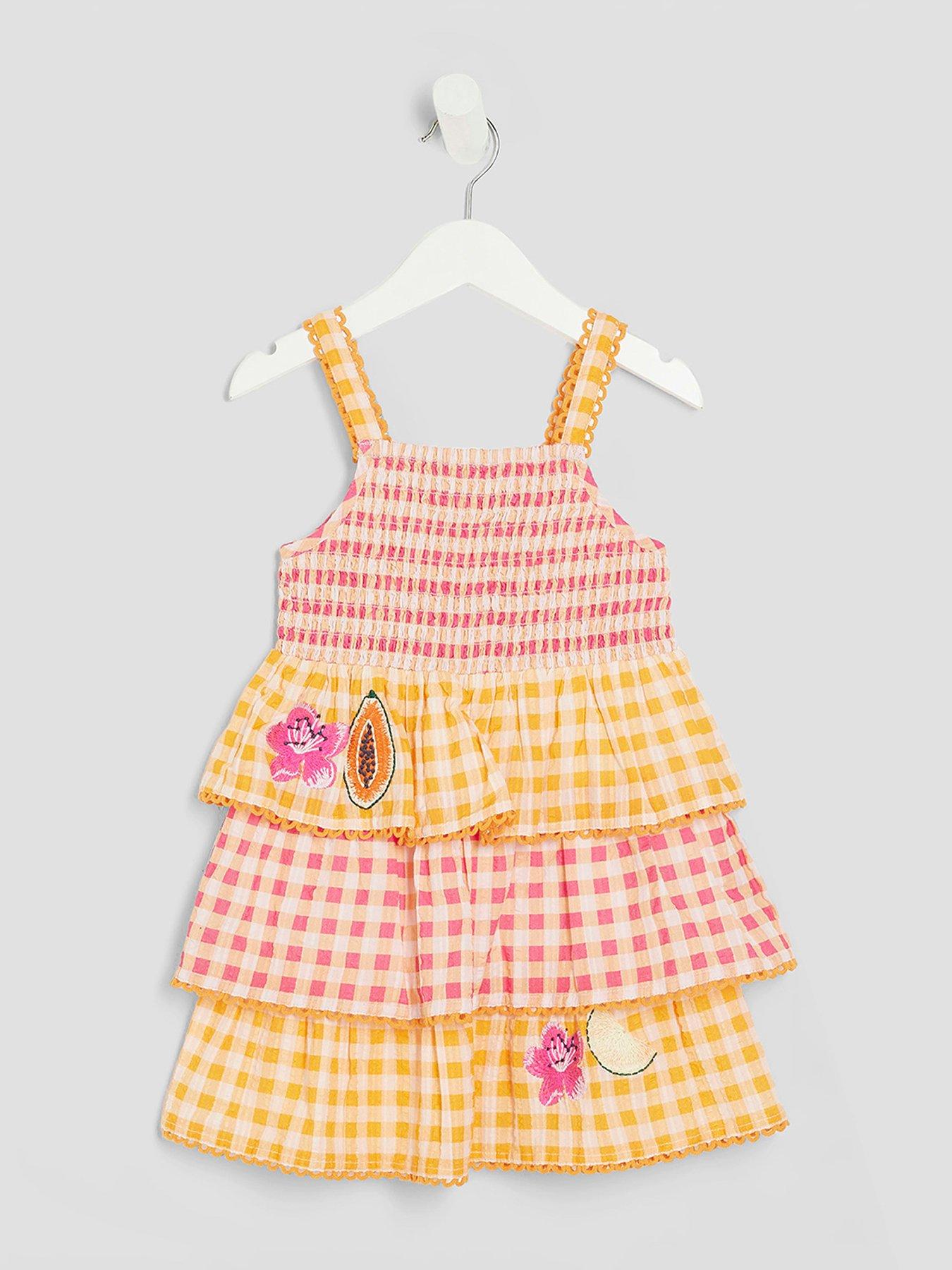 undefined Girl Gingham Fruit Dress - Orange