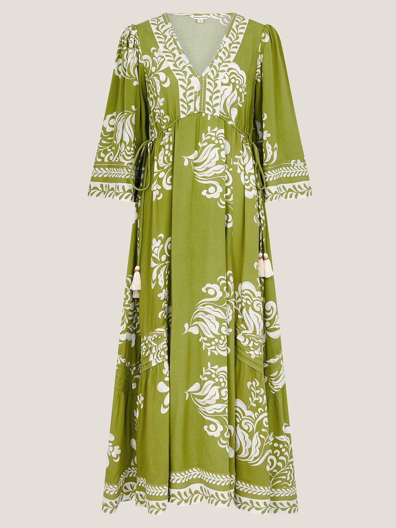 Image 6 of 6 of Monsoon Miley Print Dress - Green