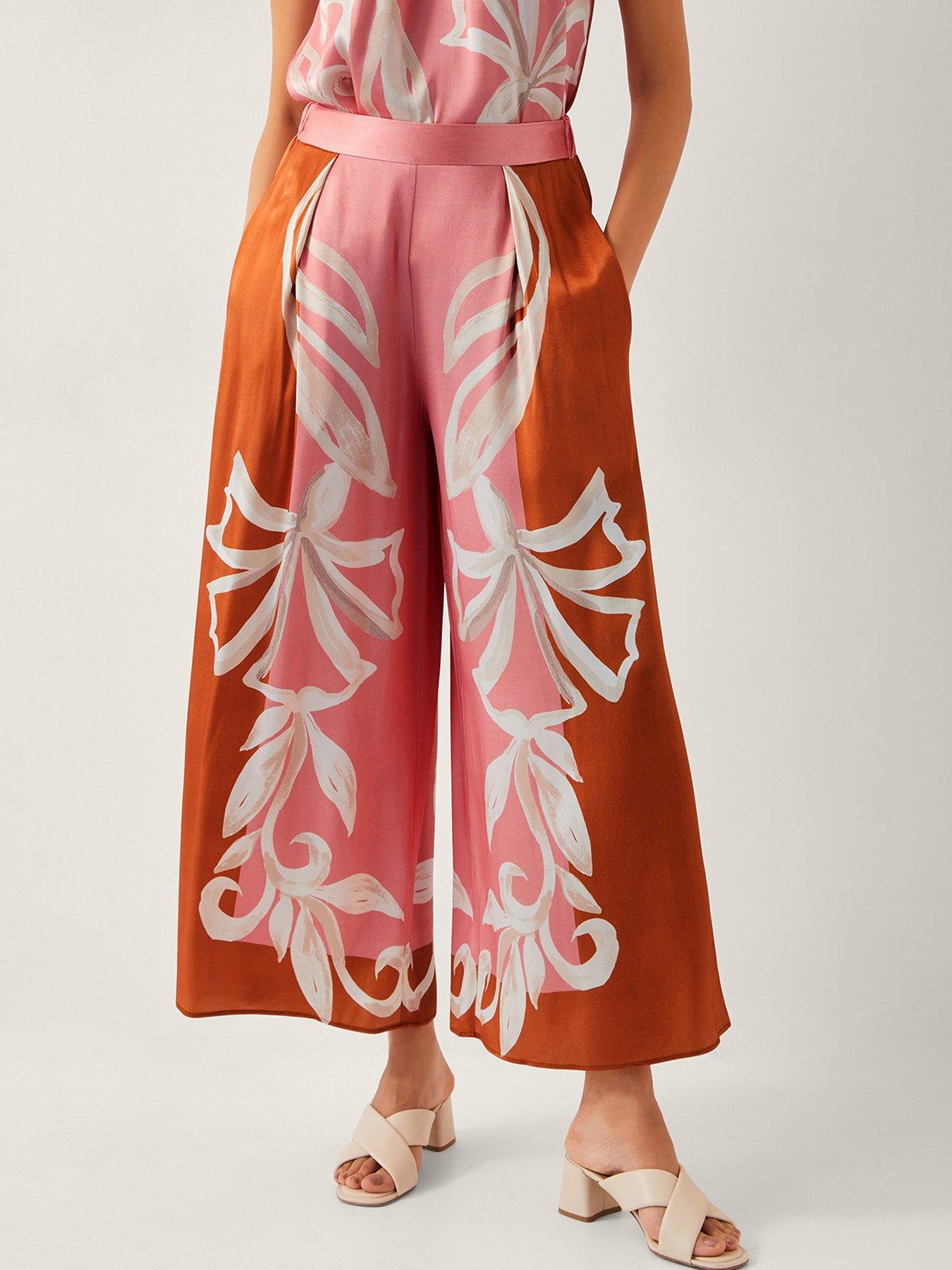 Image 1 of 6 of Monsoon Tabitha Printed Trousers - Pink