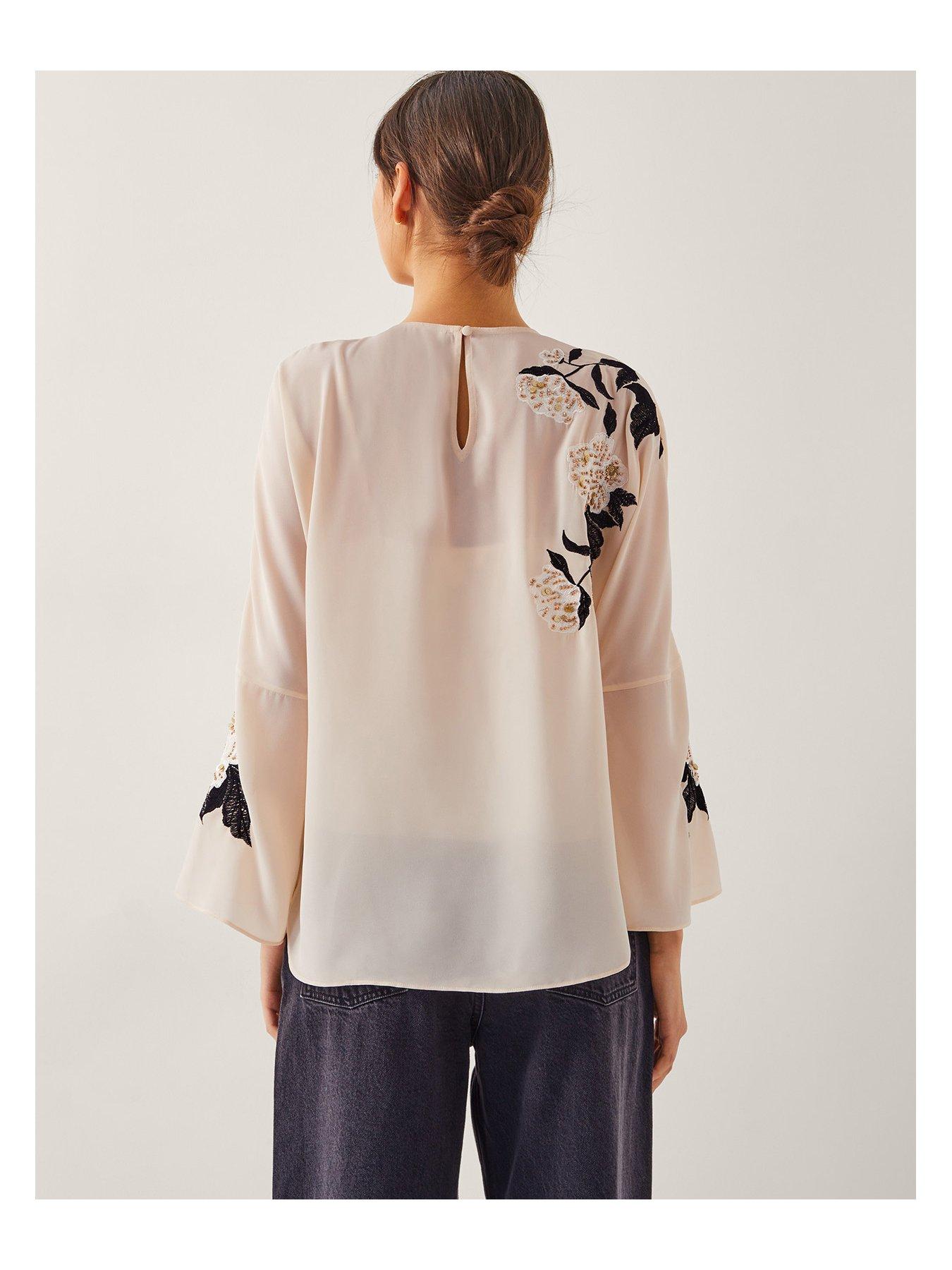 Image 2 of 4 of Monsoon Ariah Embroidered Top - Cream
