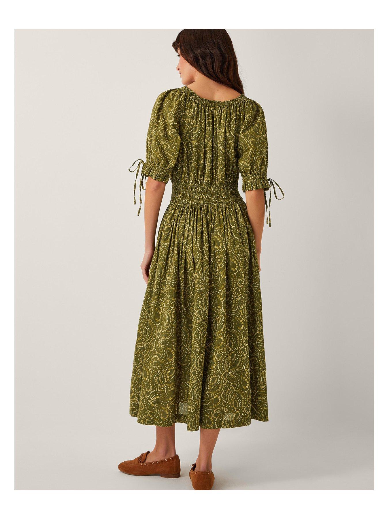 Image 2 of 5 of Monsoon Delma Print Dress - Green