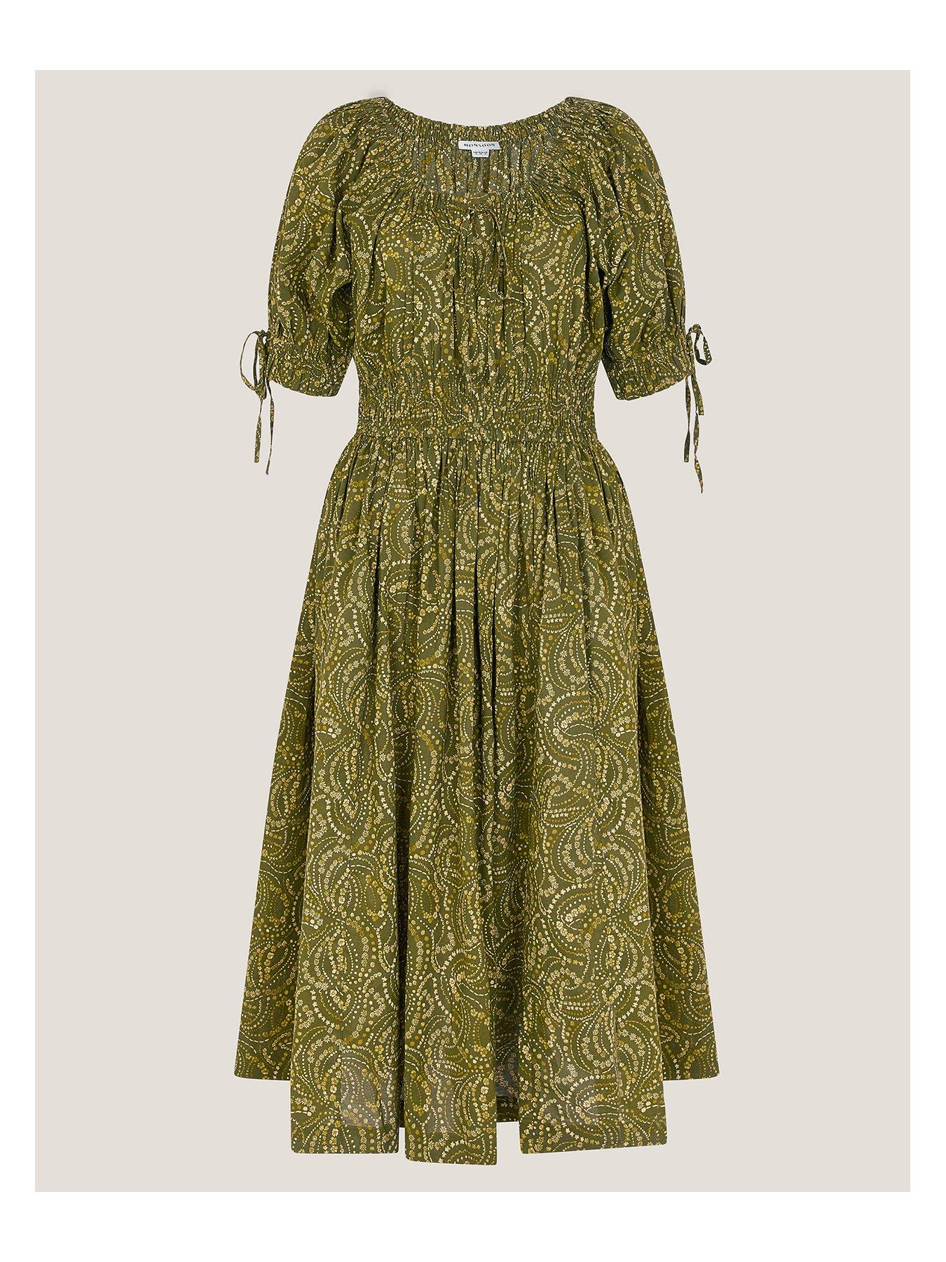 Image 3 of 5 of Monsoon Delma Print Dress - Green