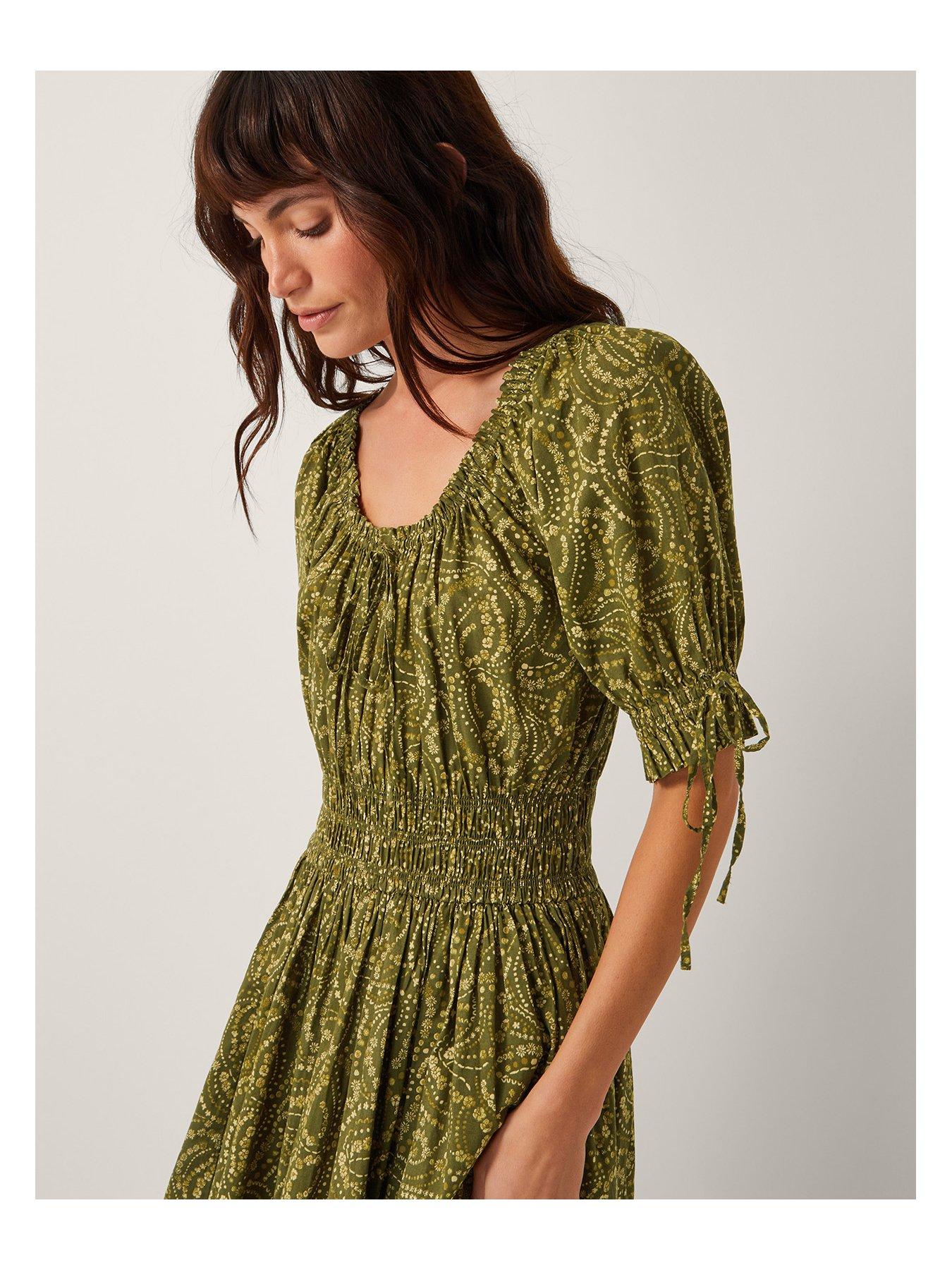 Image 4 of 5 of Monsoon Delma Print Dress - Green