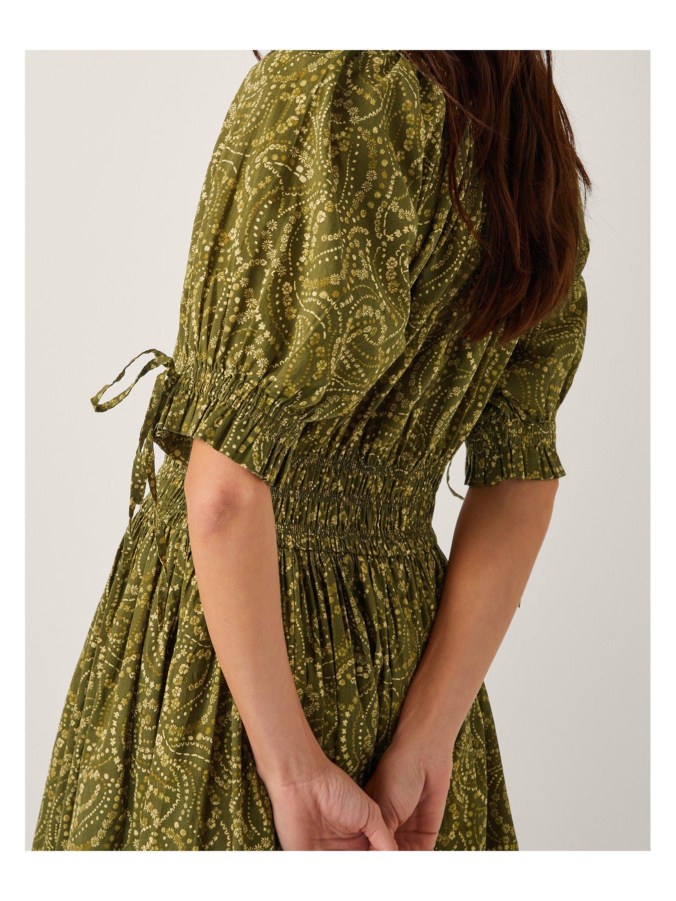 Image 5 of 5 of Monsoon Delma Print Dress - Green