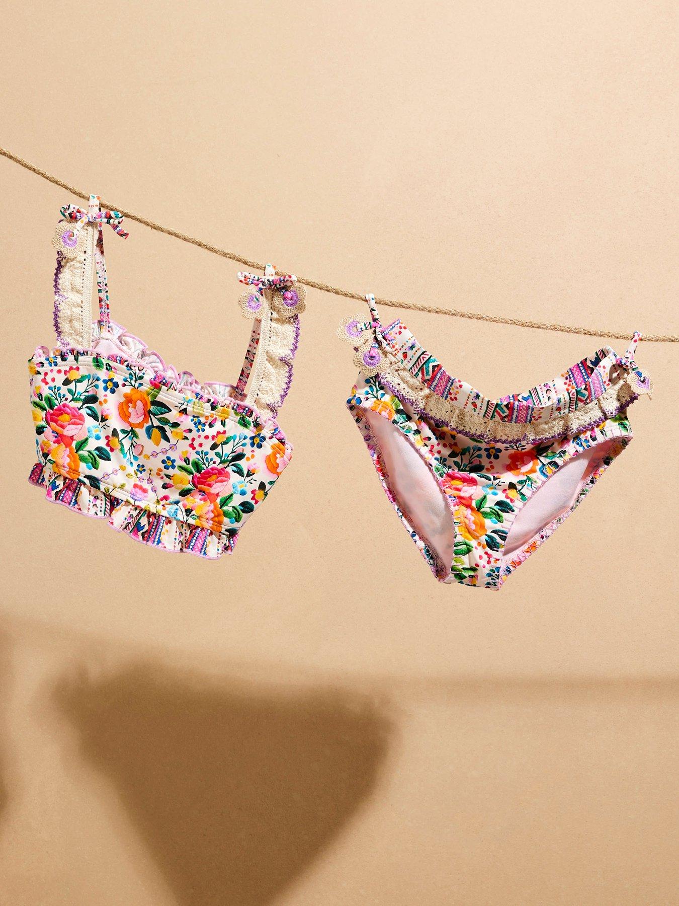 Image 5 of 5 of River Island Girls Del Maar Floral Bikini Set - Cream