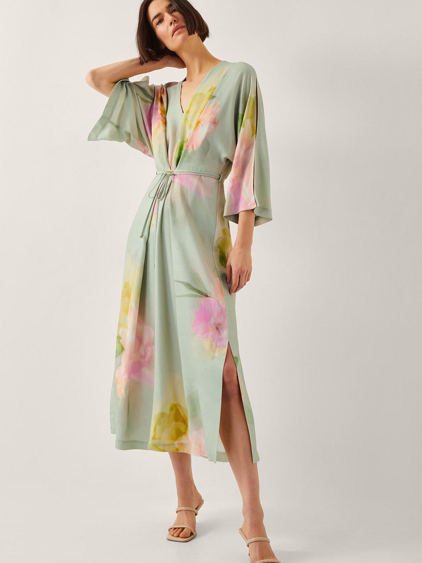 Image 1 of 4 of Monsoon Jane Kimono Dress - Green