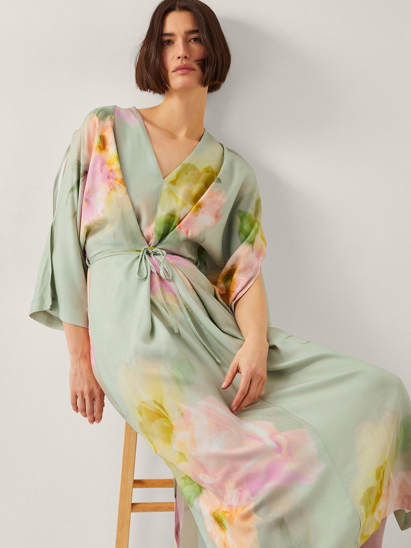 Image 3 of 4 of Monsoon Jane Kimono Dress - Green
