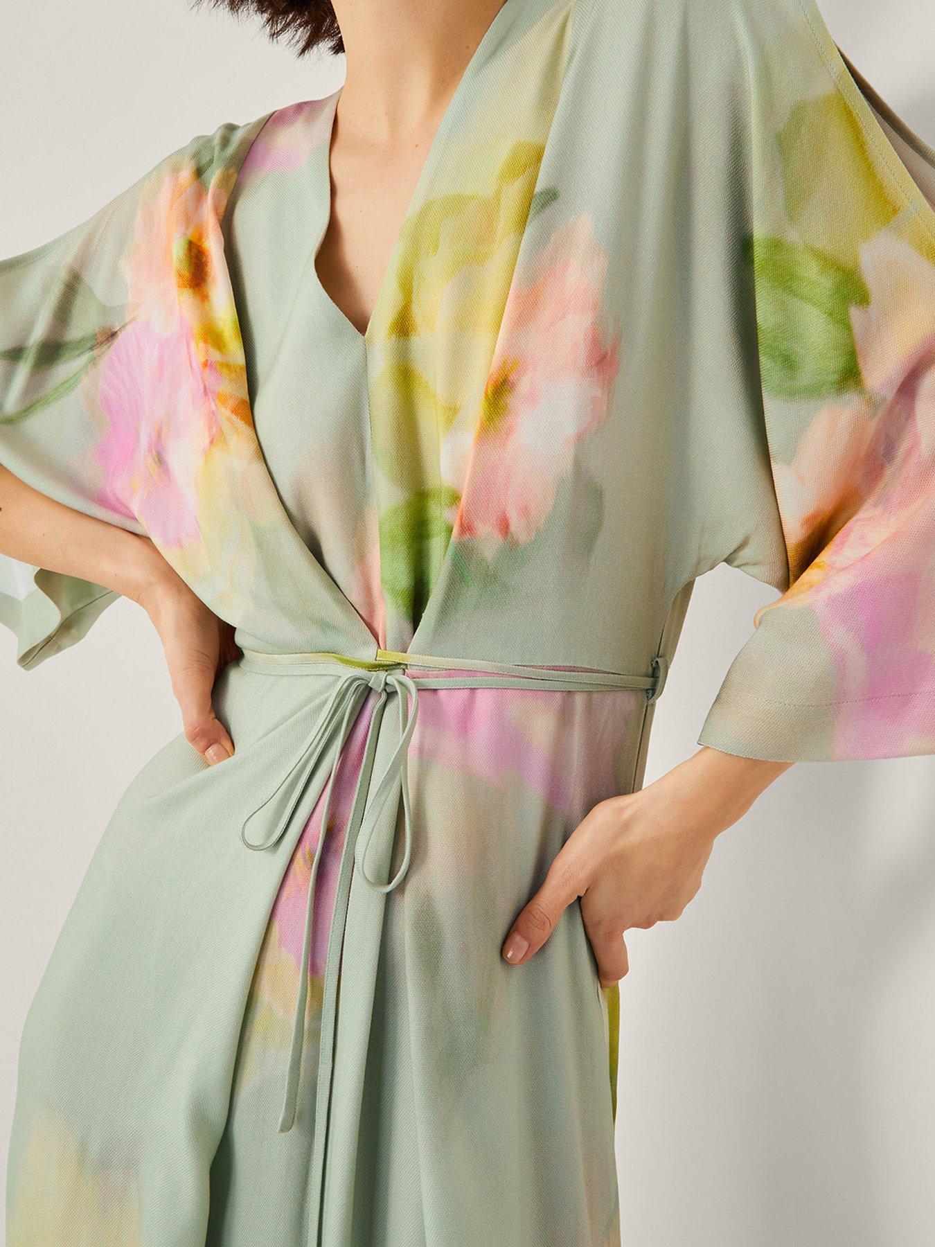 Image 4 of 4 of Monsoon Jane Kimono Dress - Green