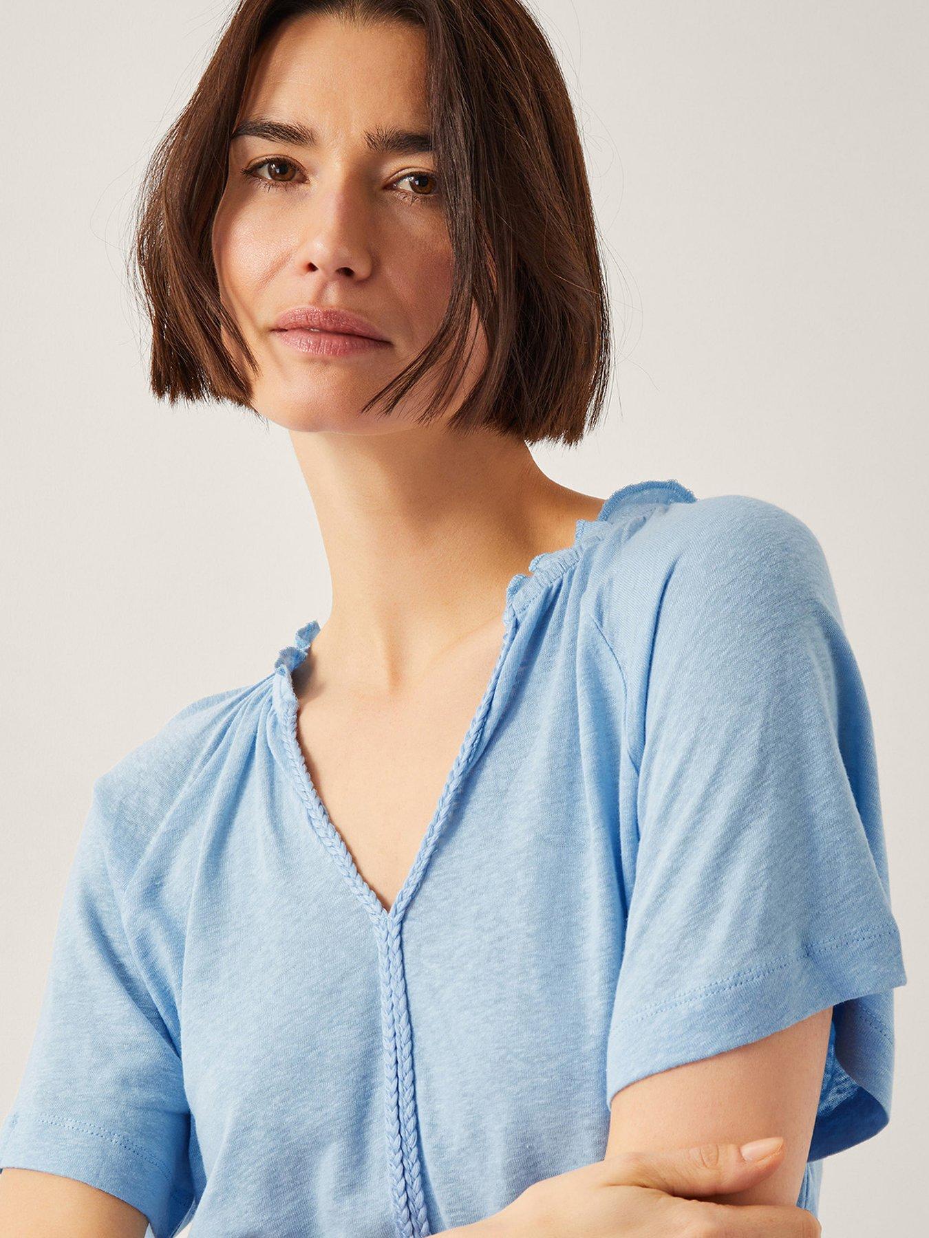 Image 5 of 5 of Monsoon Andi Linen Blend Top - Blue