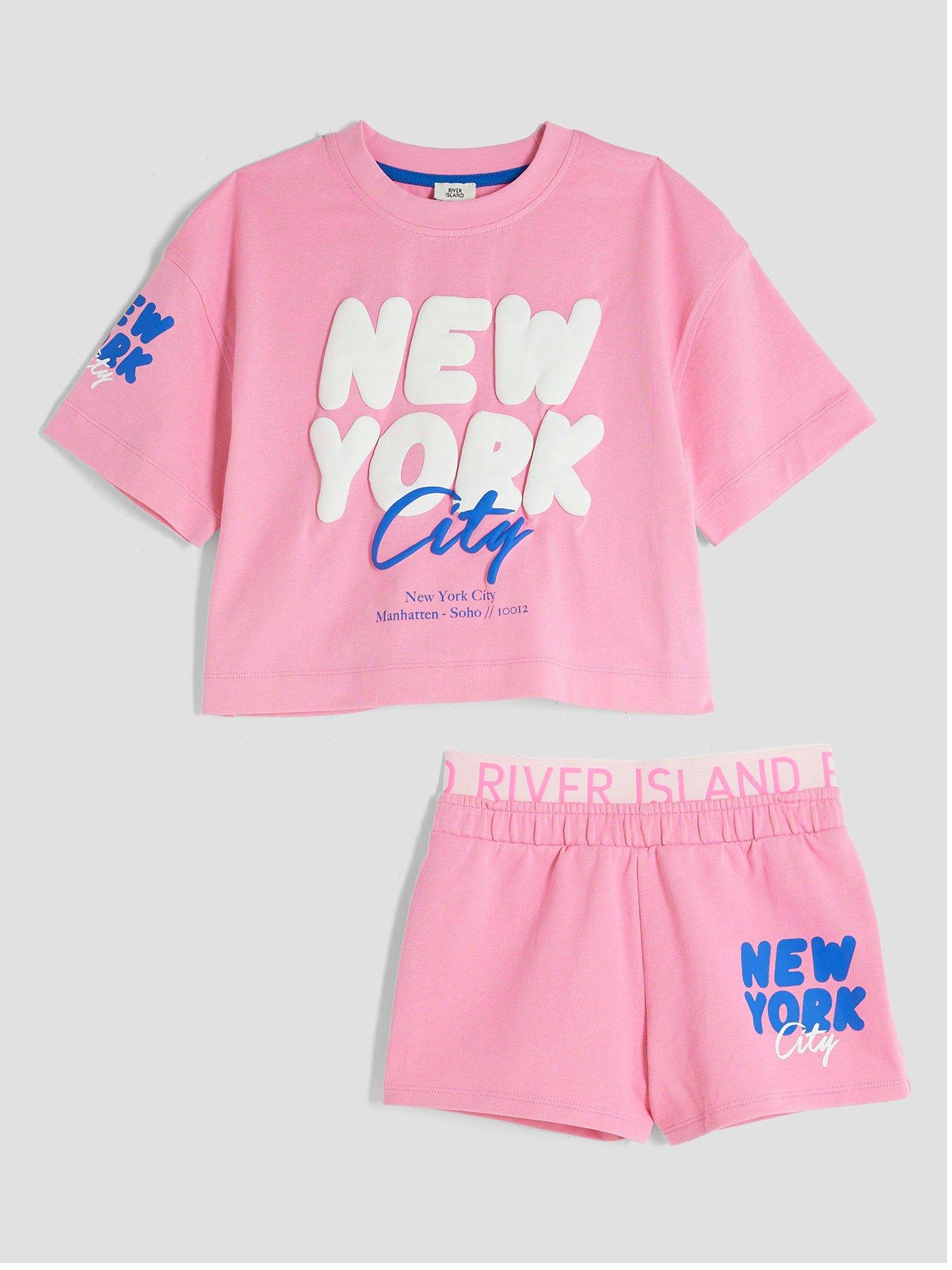 undefined Older Girls Nyc Runner Shorts Set  - Pink