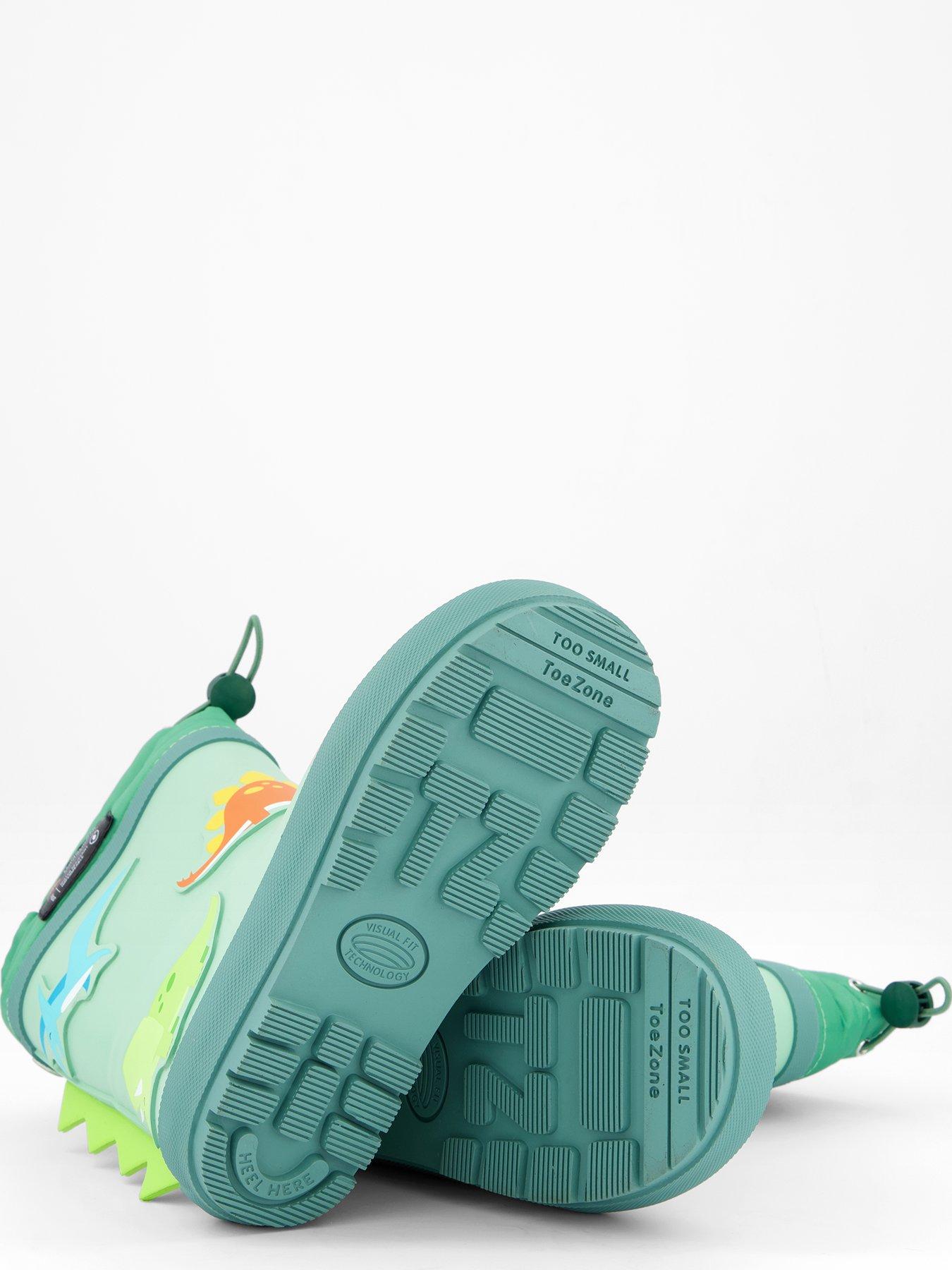 Image 4 of 7 of The Very Collection Toezone Dinosaur Thinsulate Rubber Wellington Boots - Green