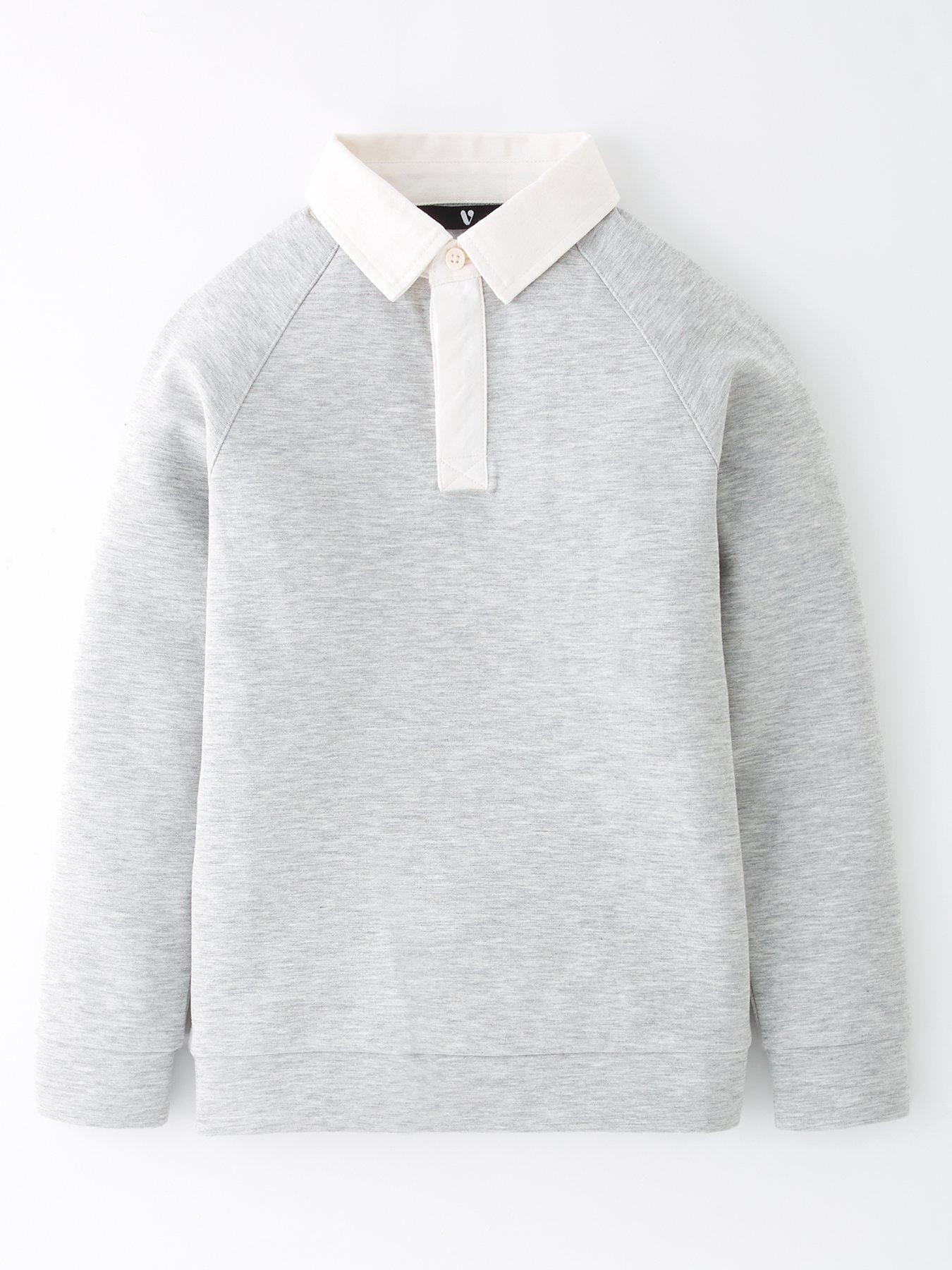 Mini V by Very Boys Elevated Heavyweight Collar Sweatshirt - Grey