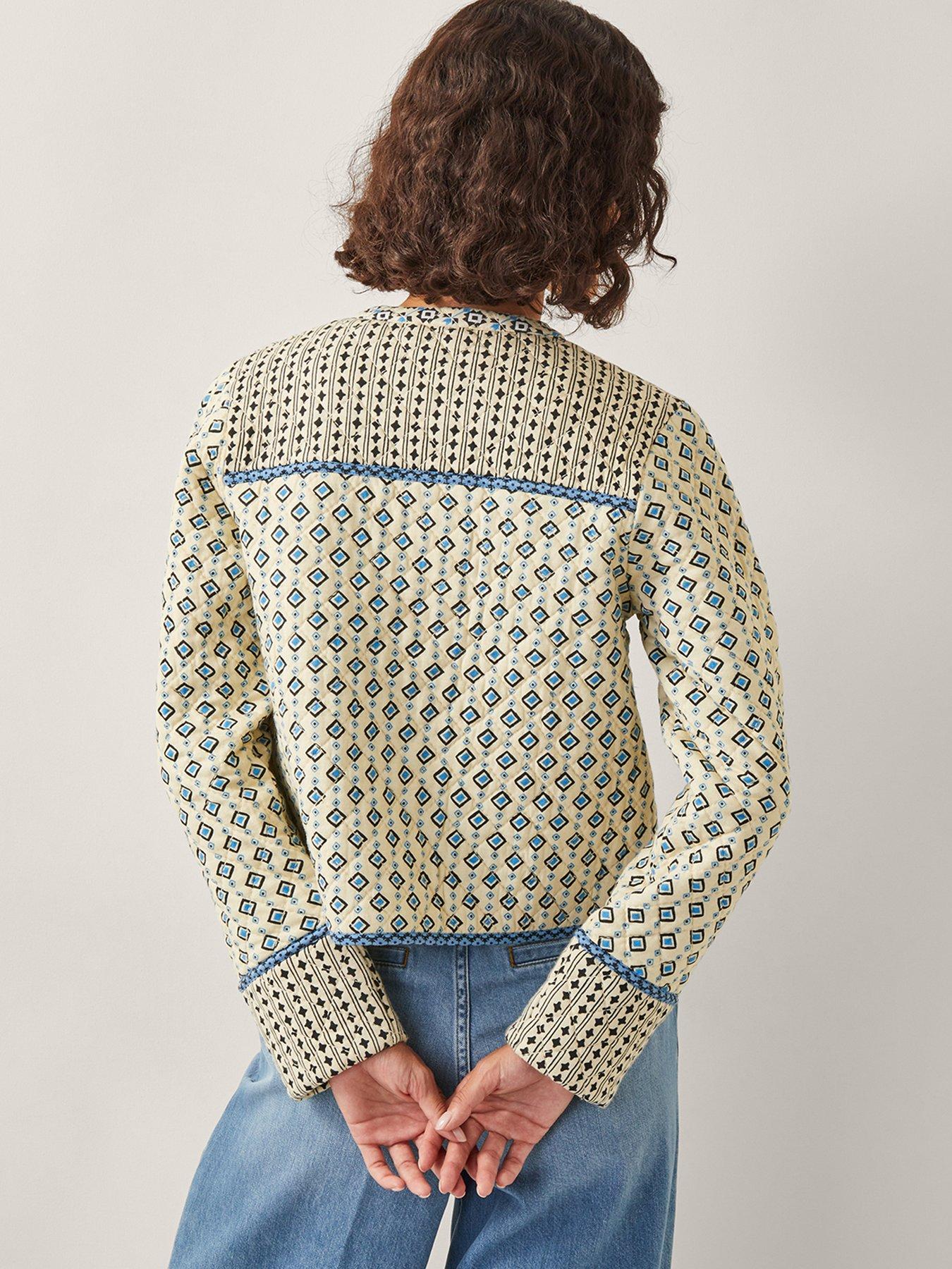 Image 2 of 5 of Monsoon Judy Geometric Quilted Jacket - Ivory - Cream