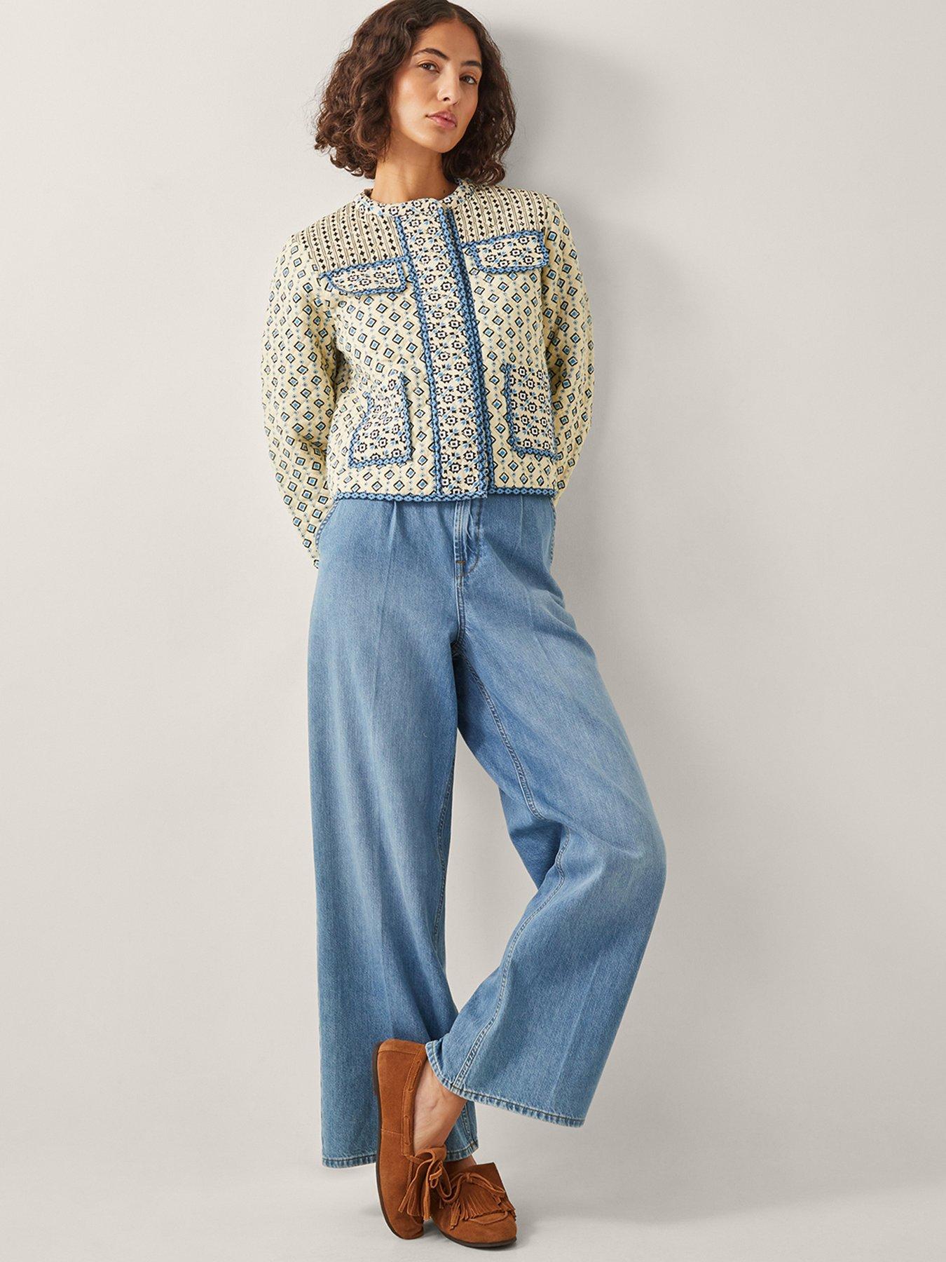 Image 4 of 5 of Monsoon Judy Geometric Quilted Jacket - Ivory - Cream