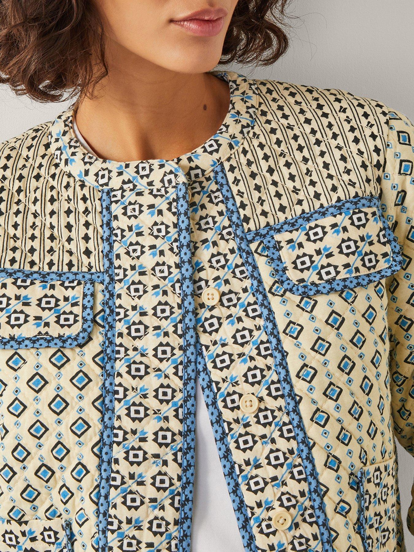 Image 5 of 5 of Monsoon Judy Geometric Quilted Jacket - Ivory - Cream