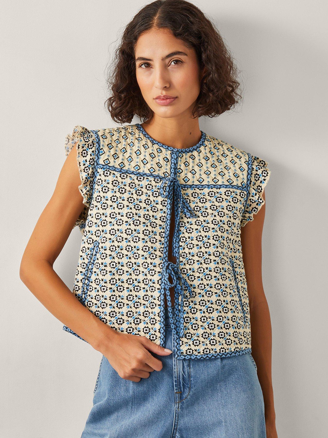 undefined Judy Geometric Quilted Gilet - Ivory - Cream