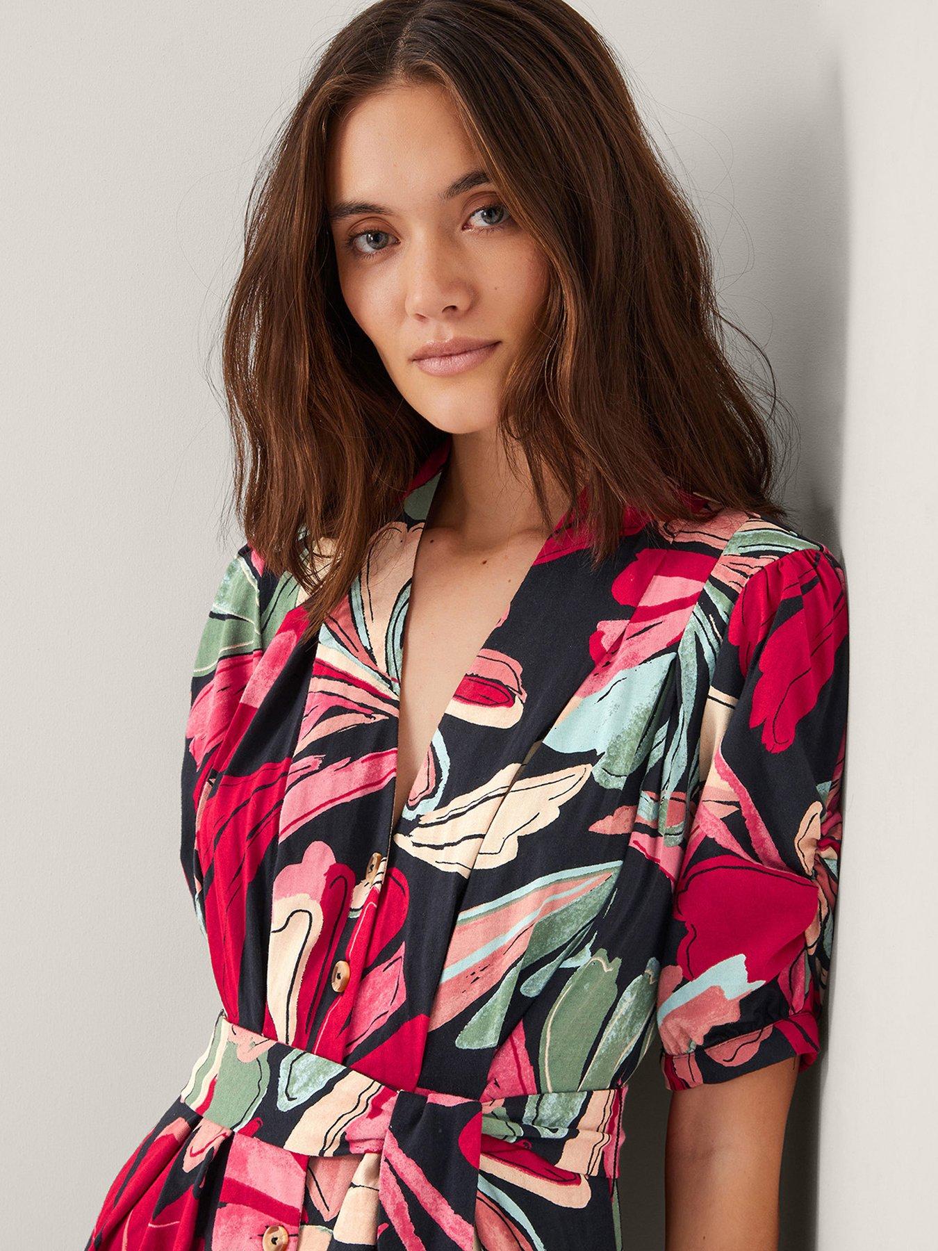 Image 3 of 4 of Monsoon Jemima Print Shirt Dress - Red