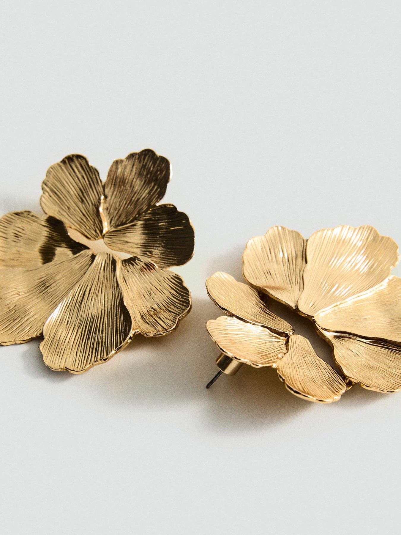 Image 2 of 3 of Mango Textured Flower Earrings - Gold
