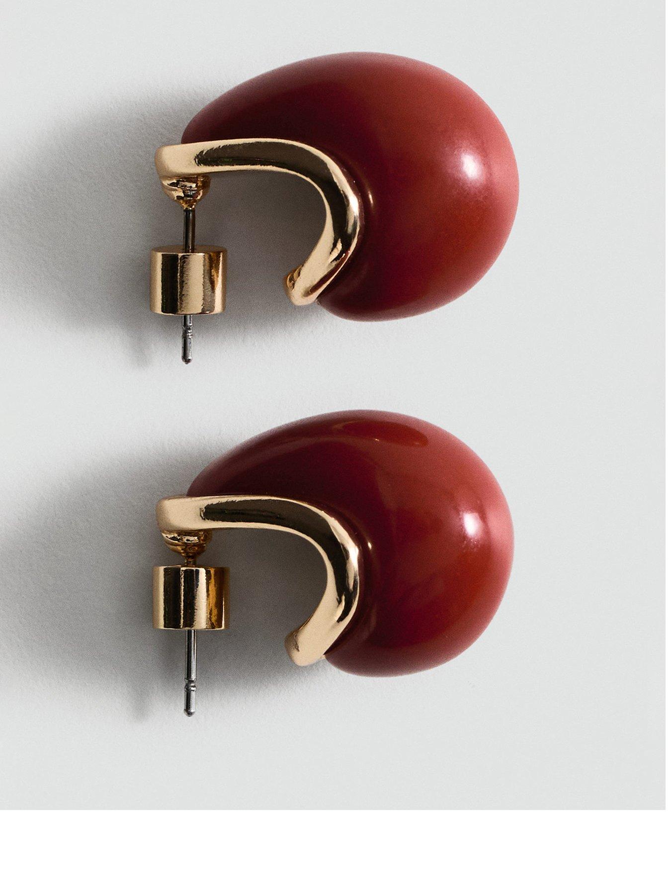 Image 1 of 3 of Mango Resin Drop Earrings - Red