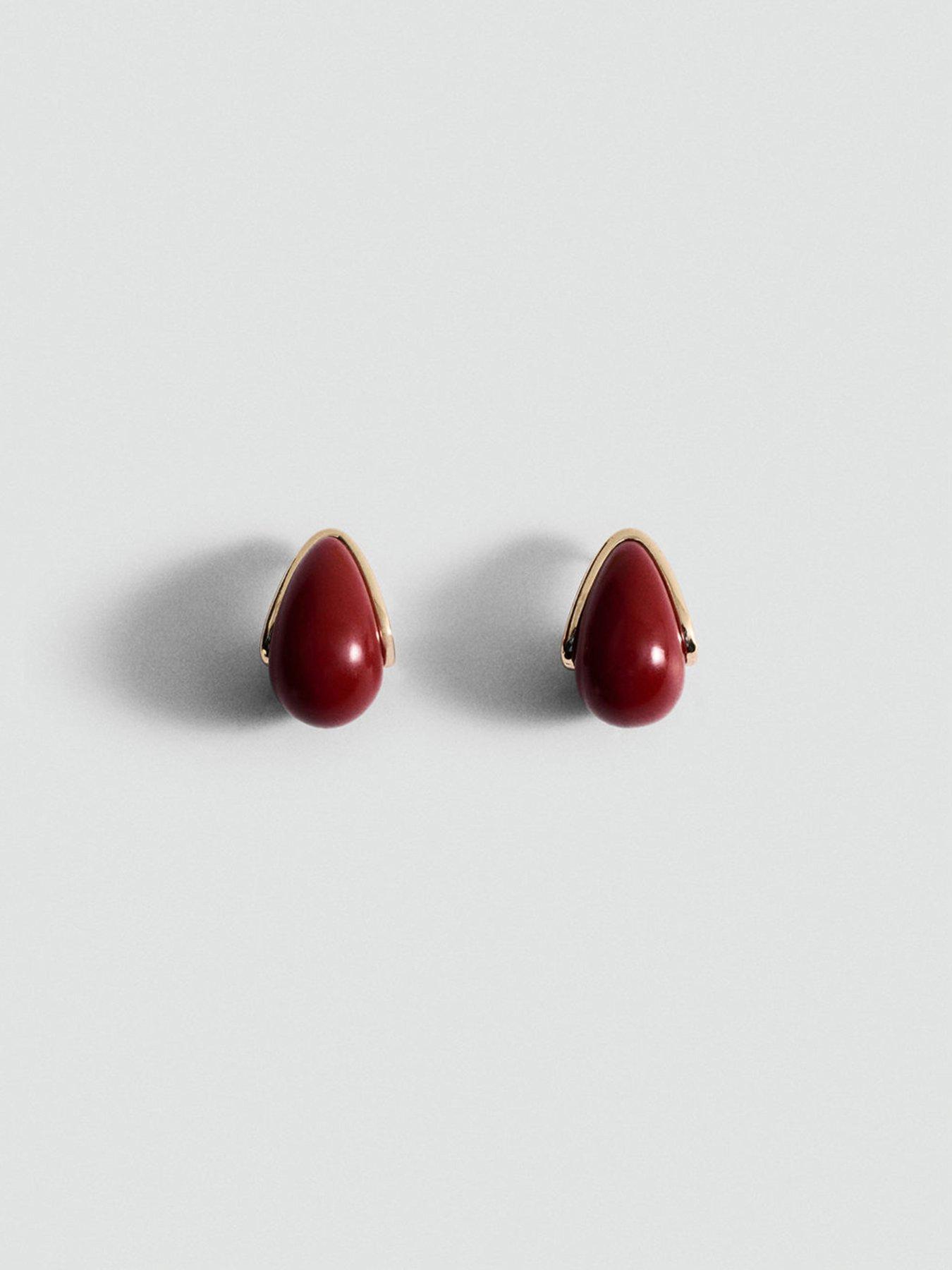 Image 2 of 3 of Mango Resin Drop Earrings - Red