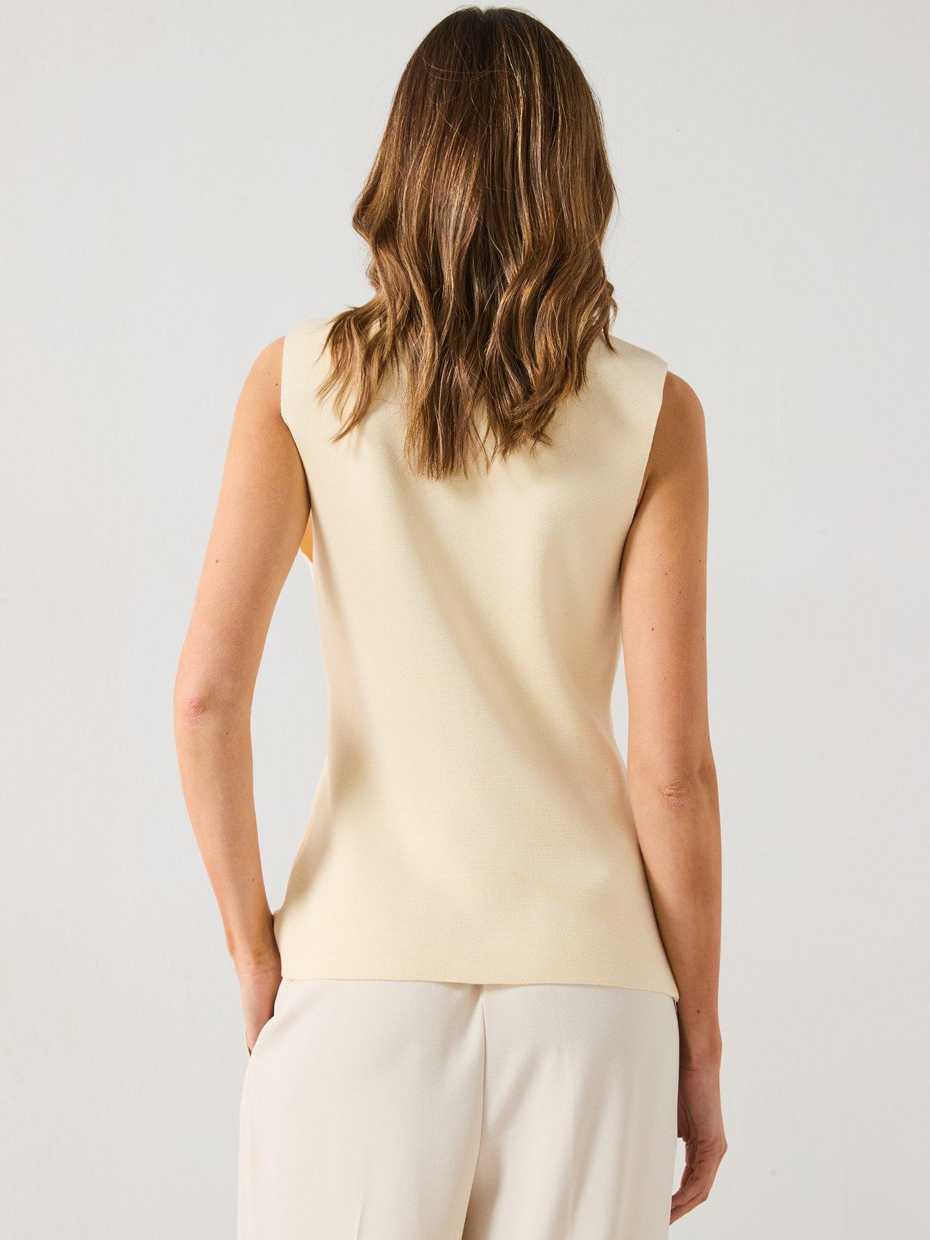 Image 2 of 6 of Mango Fine Knit Waistcoat With Buttons - Cream