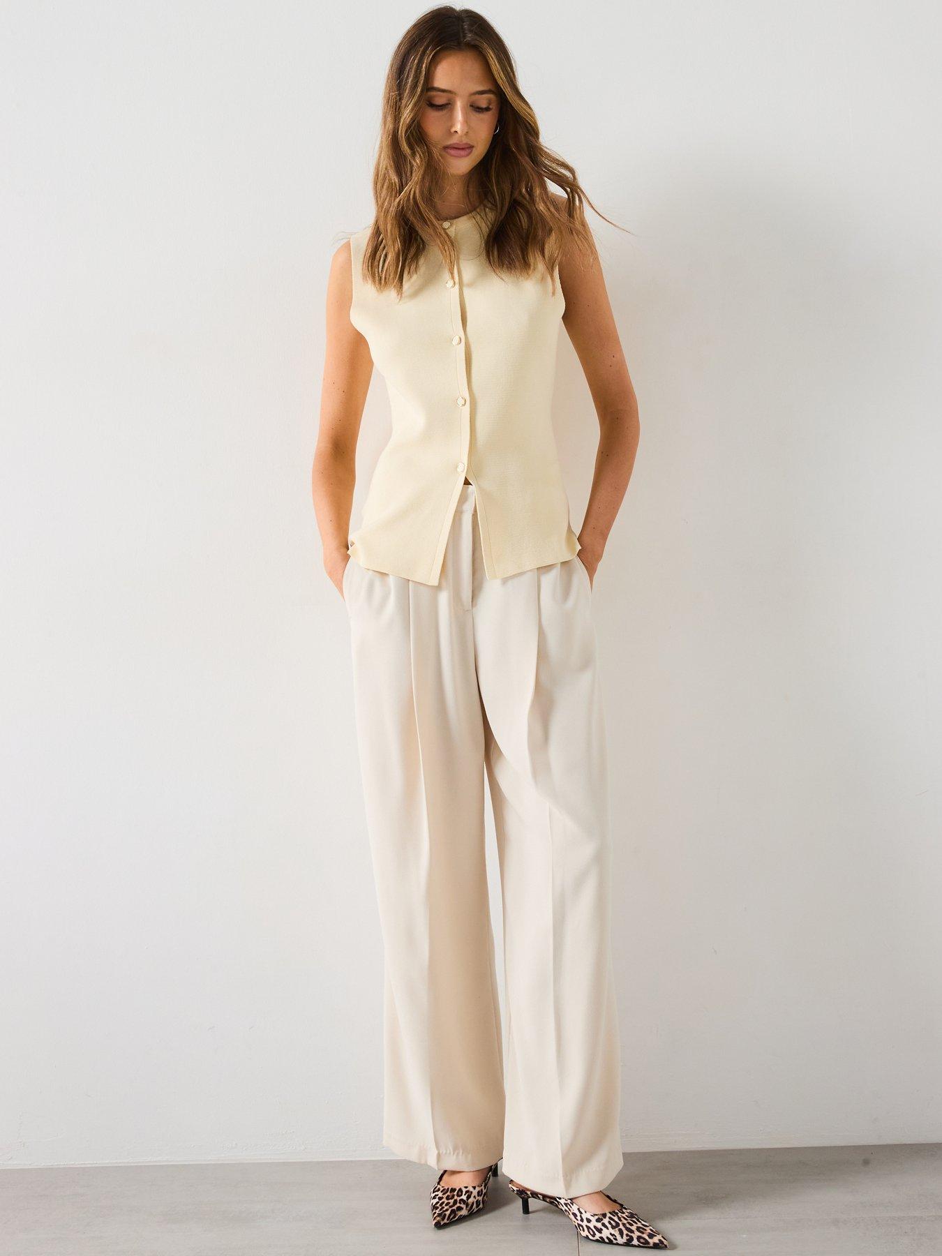 Image 3 of 6 of Mango Fine Knit Waistcoat With Buttons - Cream