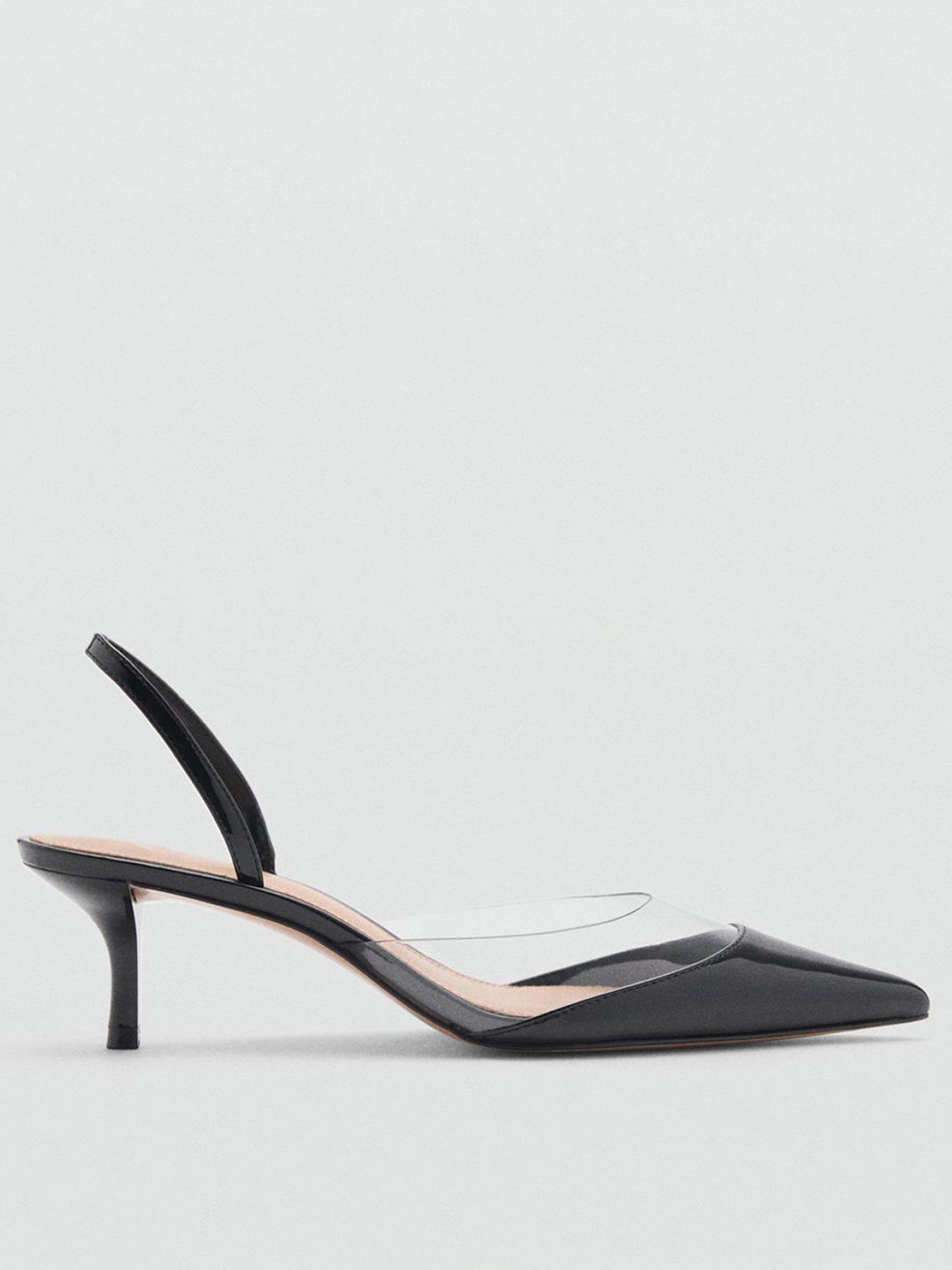 Image of Mango Heeled Shoes With Vinyl Panel - Black