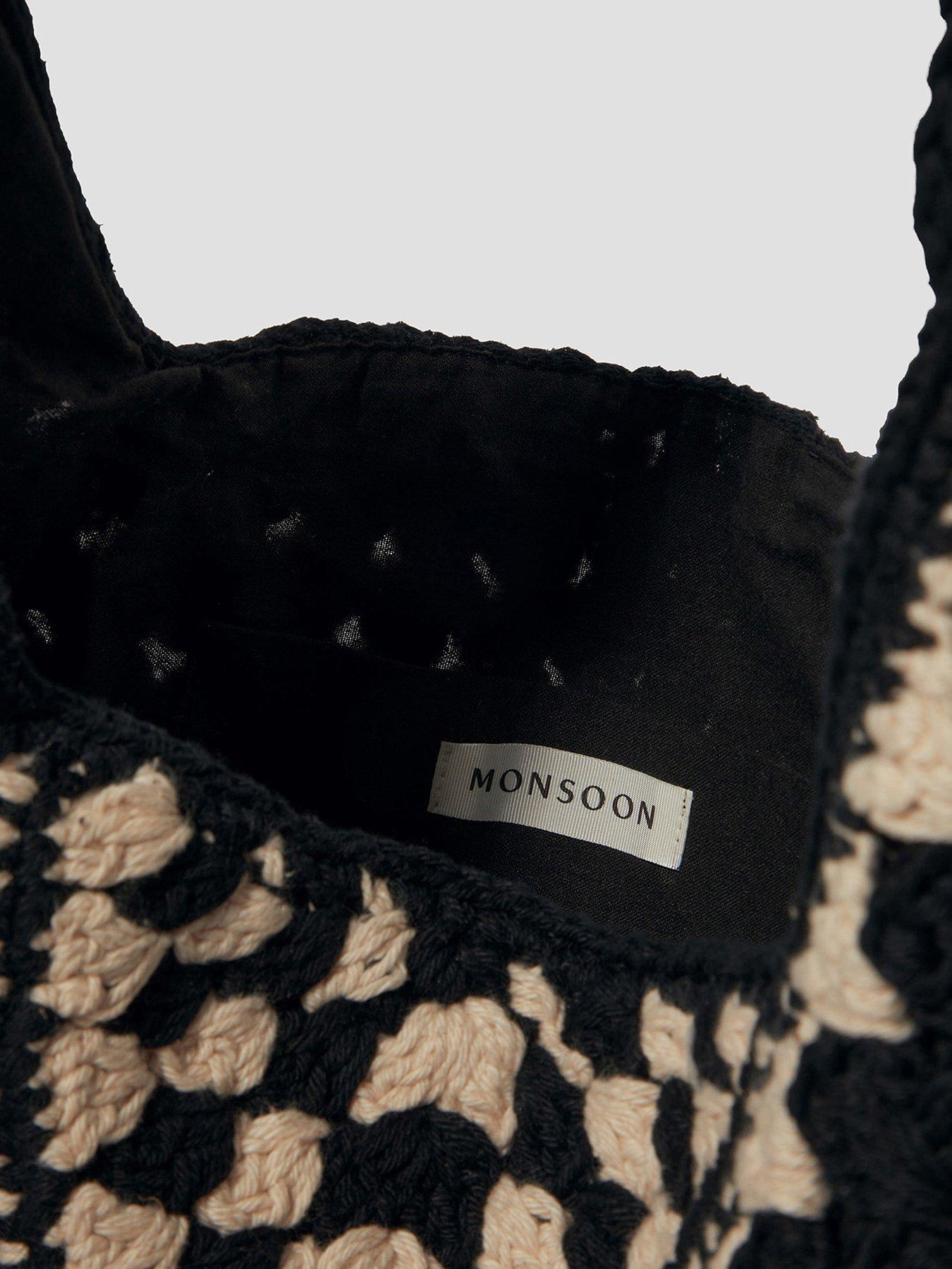 Image 4 of 4 of Monsoon Mae Crochet Shopper Bag - Black