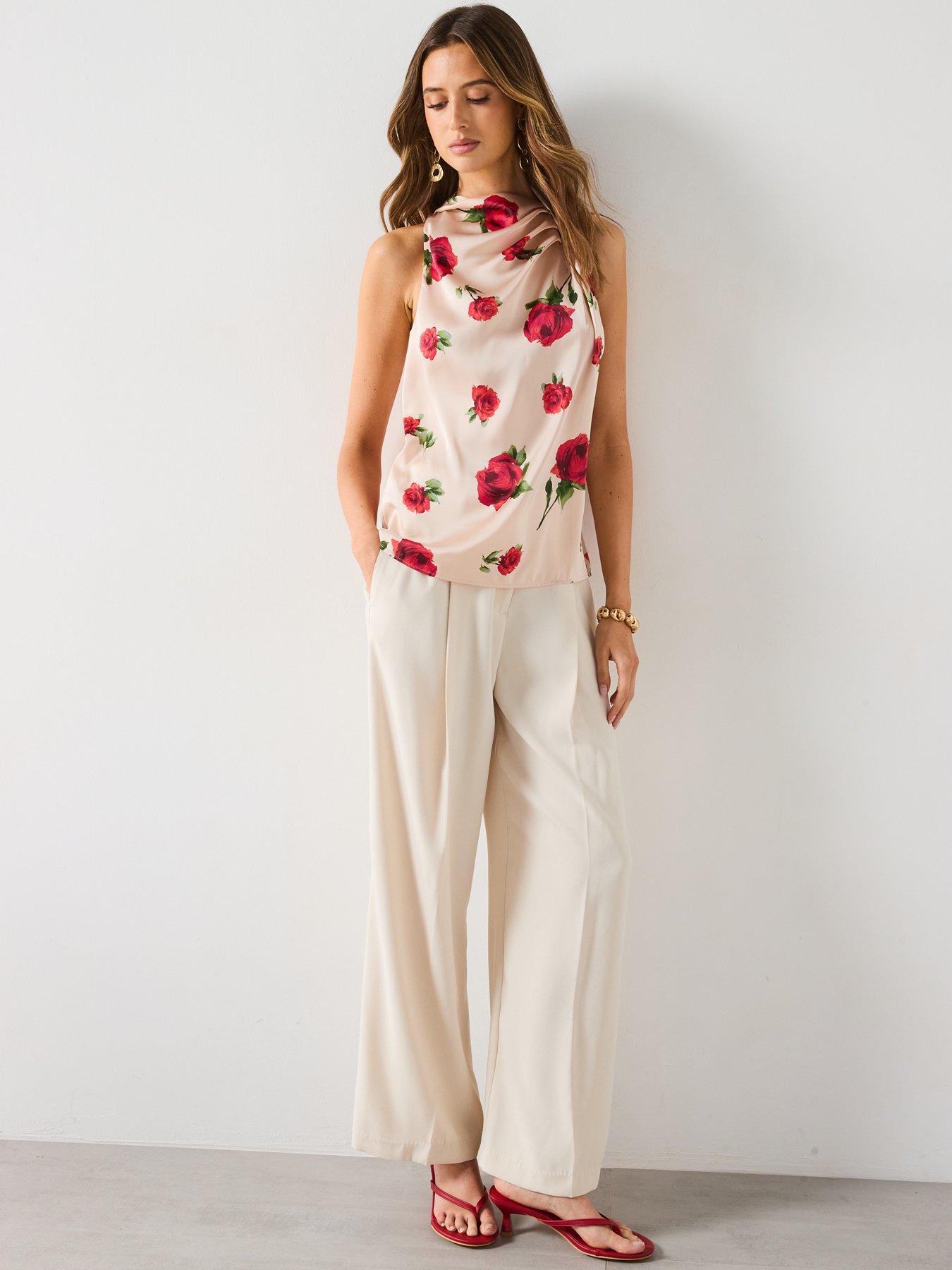 Image 3 of 6 of Mango Floral Satin Blouse - Cream