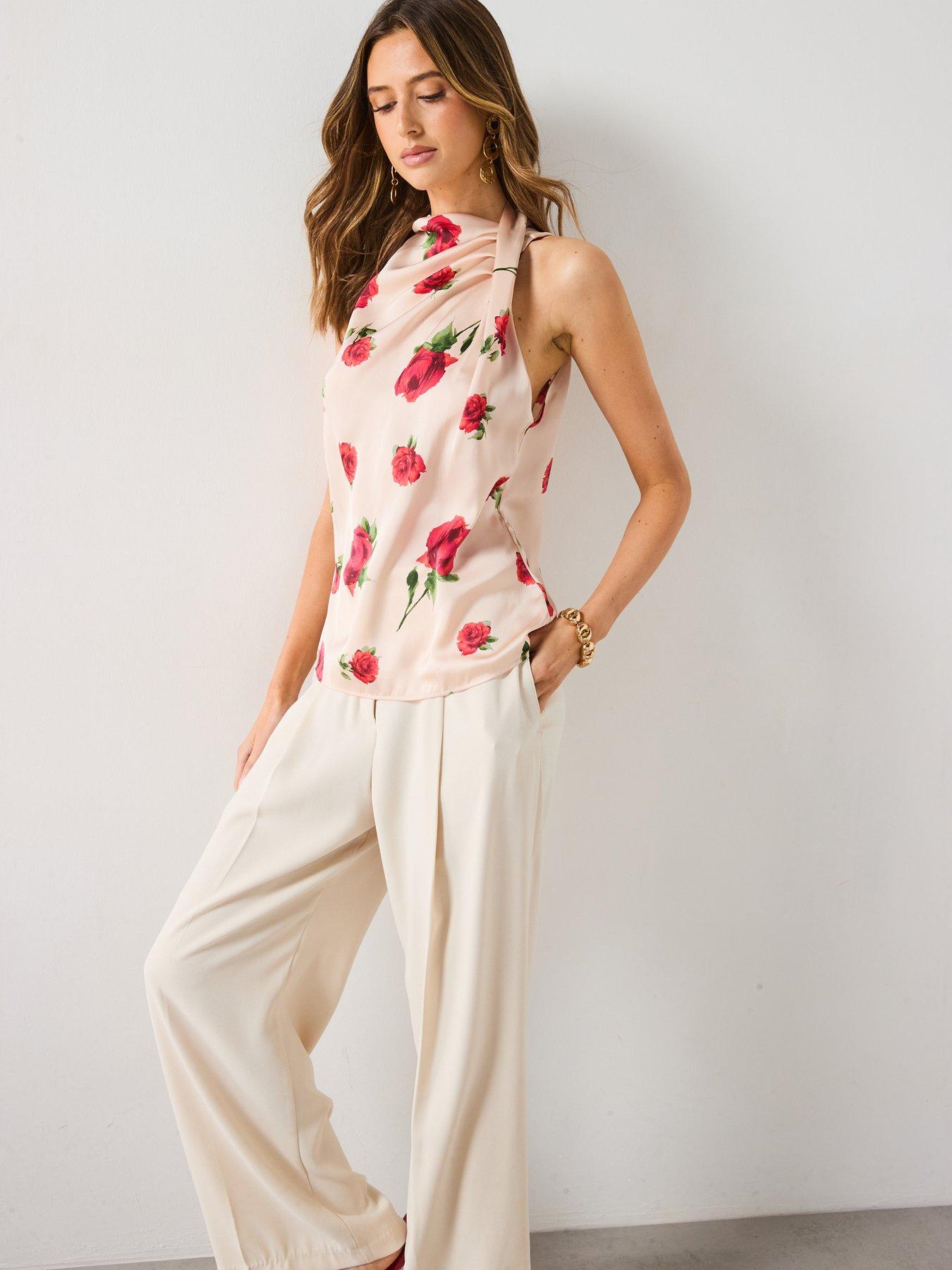 Image 6 of 6 of Mango Floral Satin Blouse - Cream
