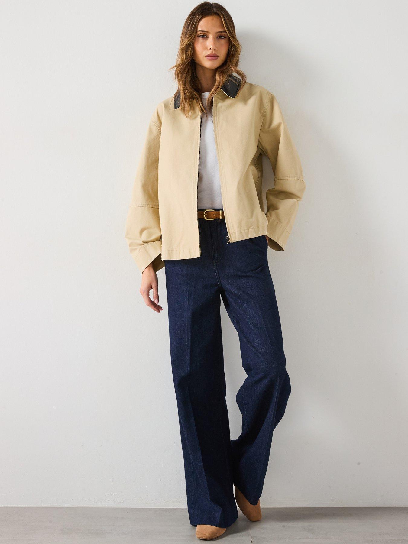 mango-cotton-jacket-with-contrasting-collar-brownback