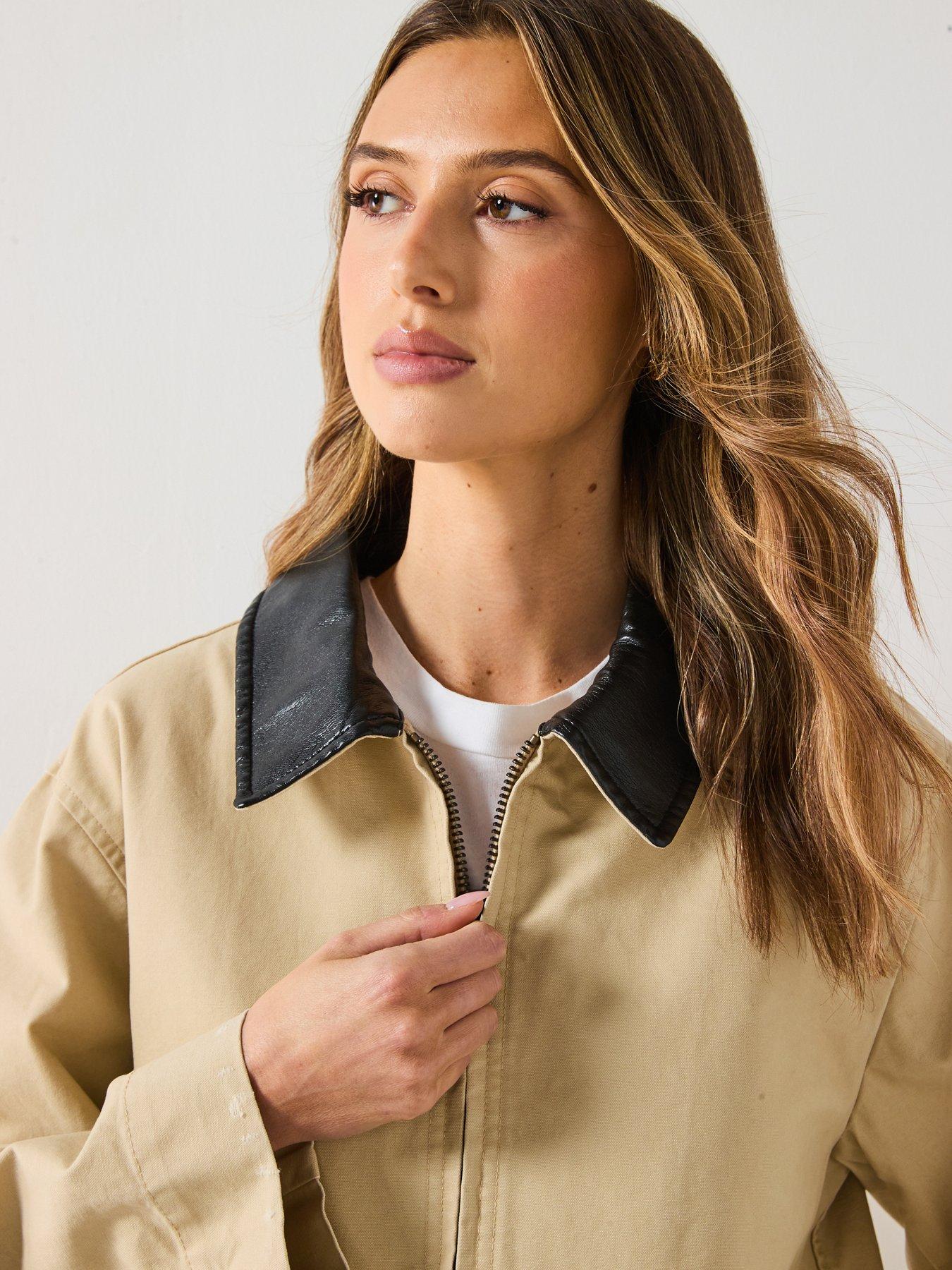 mango-cotton-jacket-with-contrasting-collar-brownoutfit