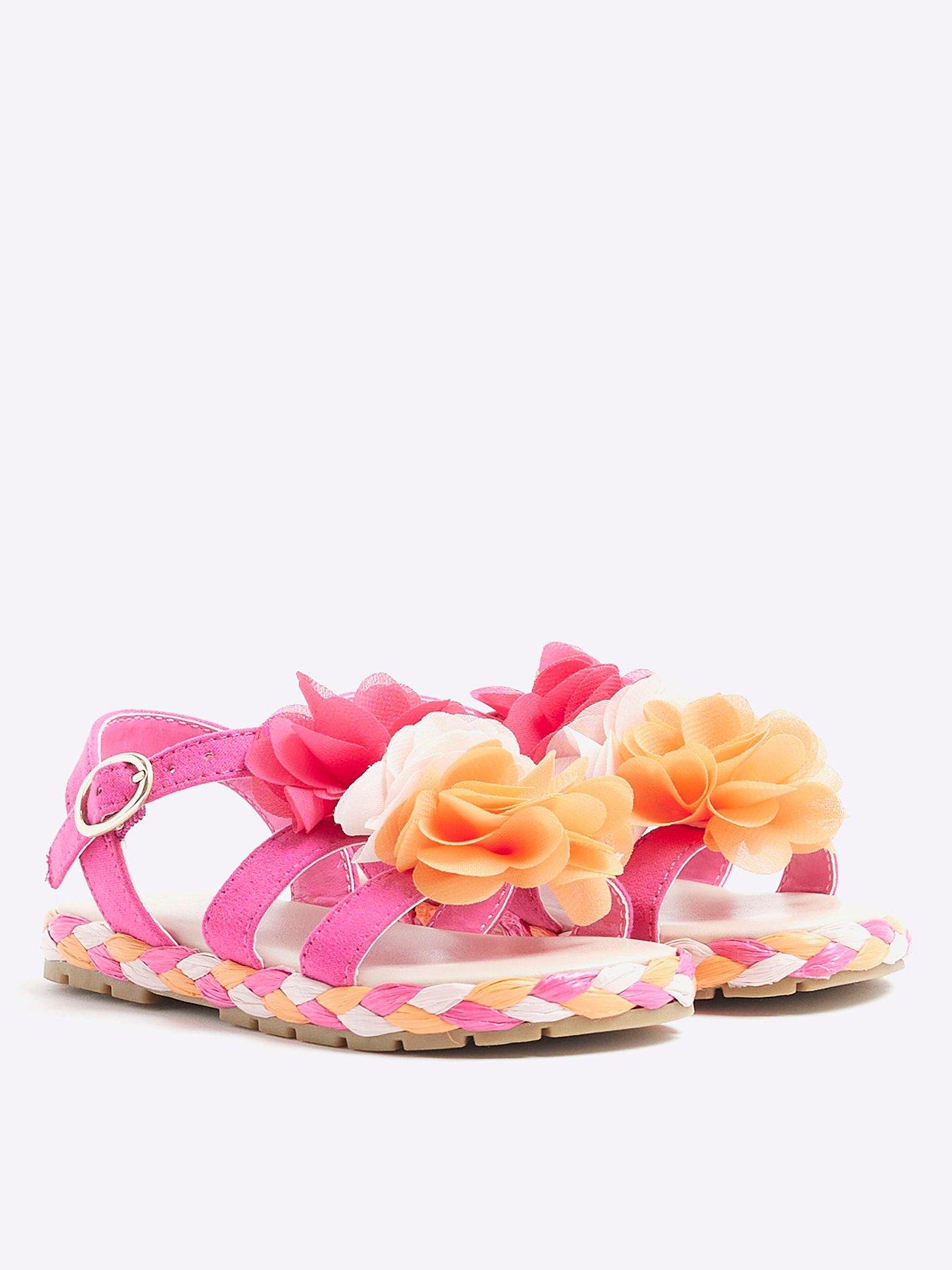 Image 2 of 5 of River Island Mini Girl Flower Sandals - Pink
