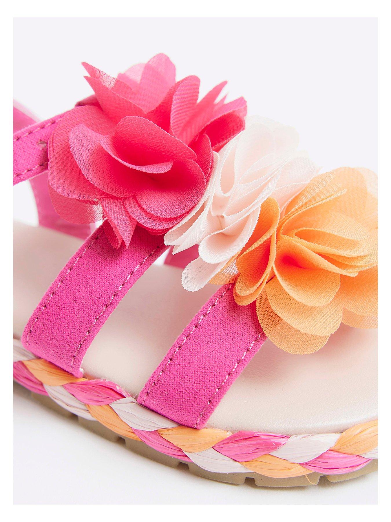 Image 4 of 5 of River Island Mini Girl Flower Sandals - Pink