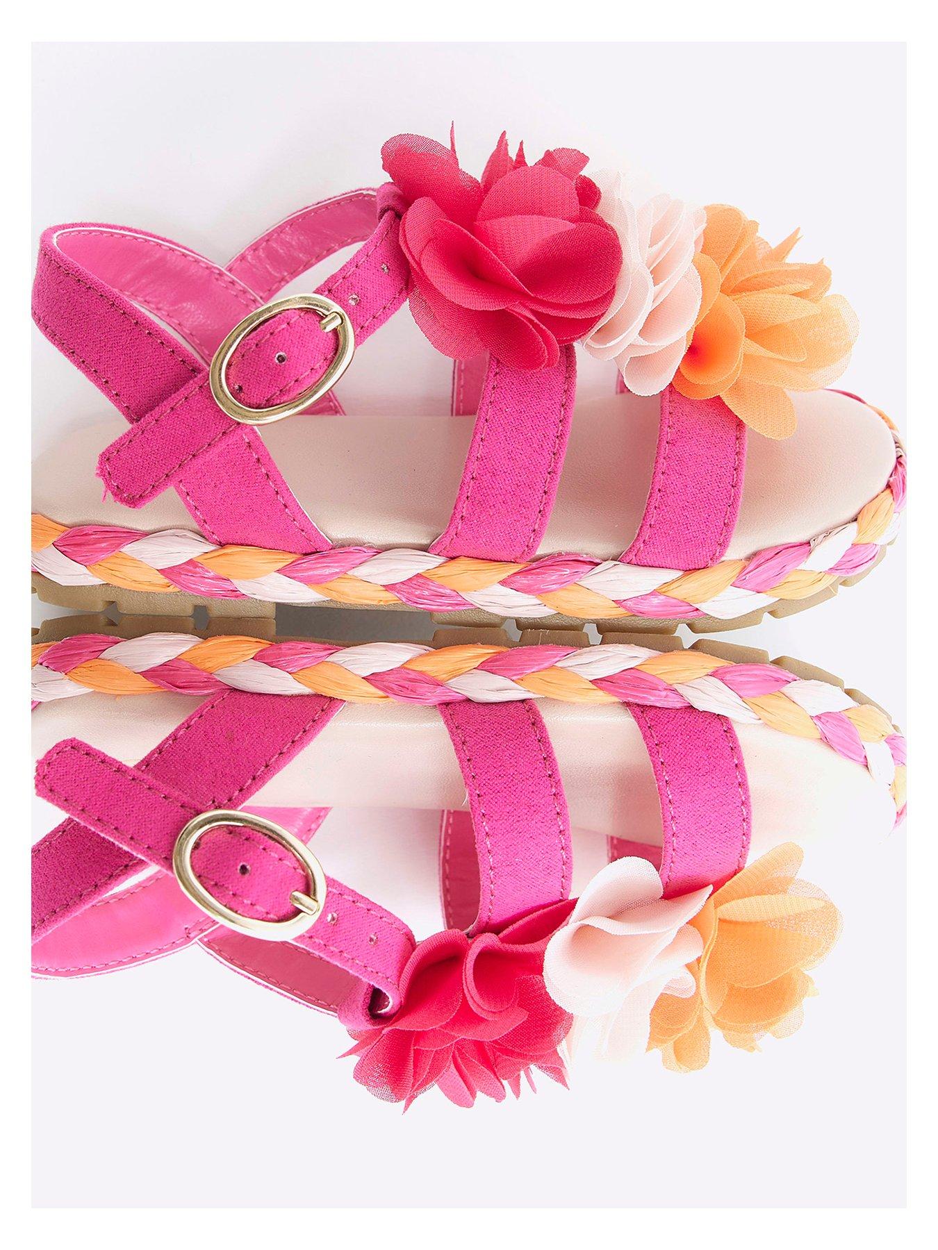 Image 5 of 5 of River Island Mini Girl Flower Sandals - Pink