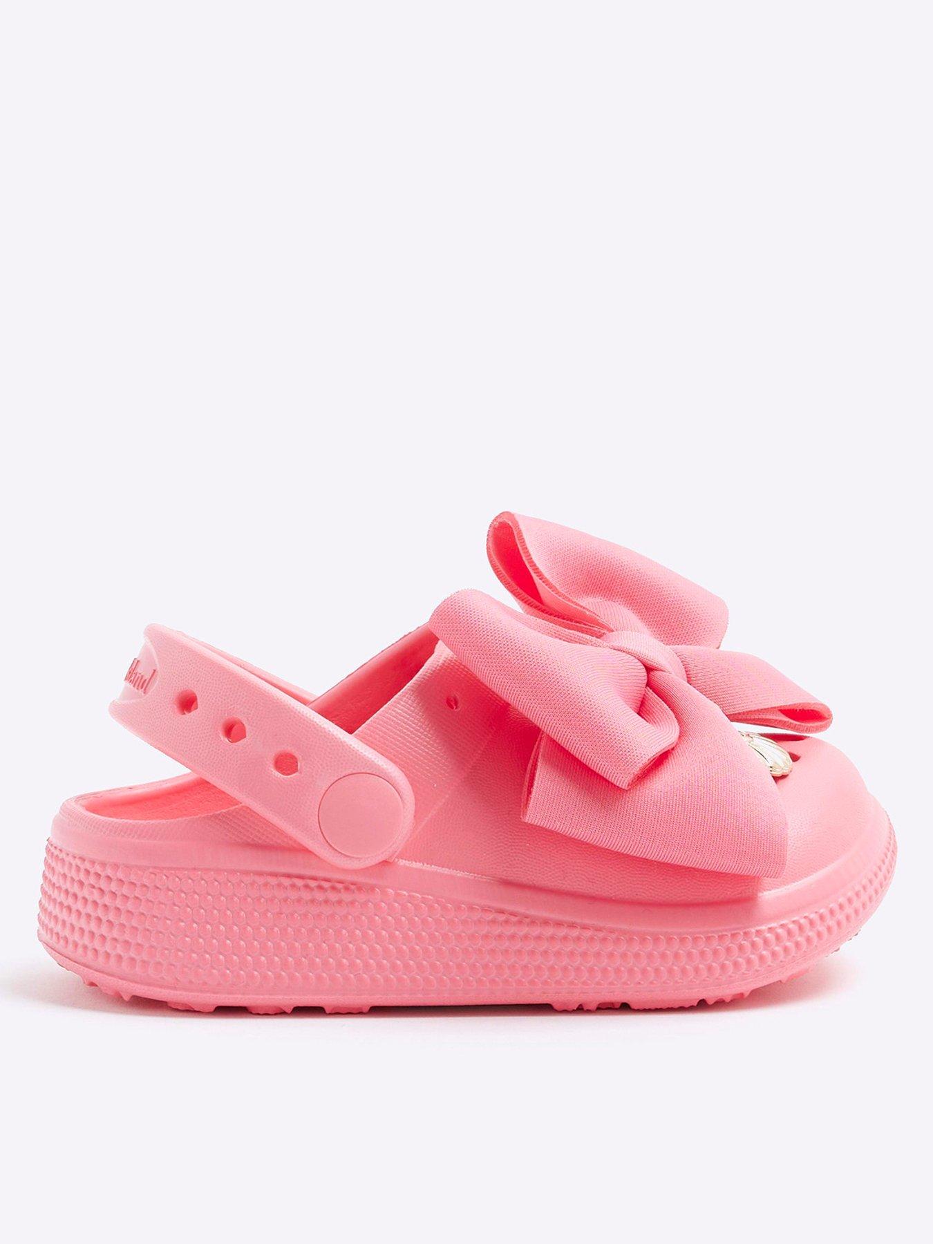 Image 1 of 5 of River Island Mini Girls Bow Clogs - Pink