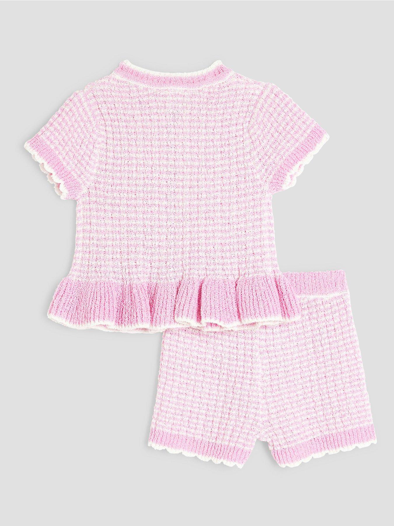 Image 3 of 5 of River Island Baby Girl Boucle Peplum Knit Set - Pink