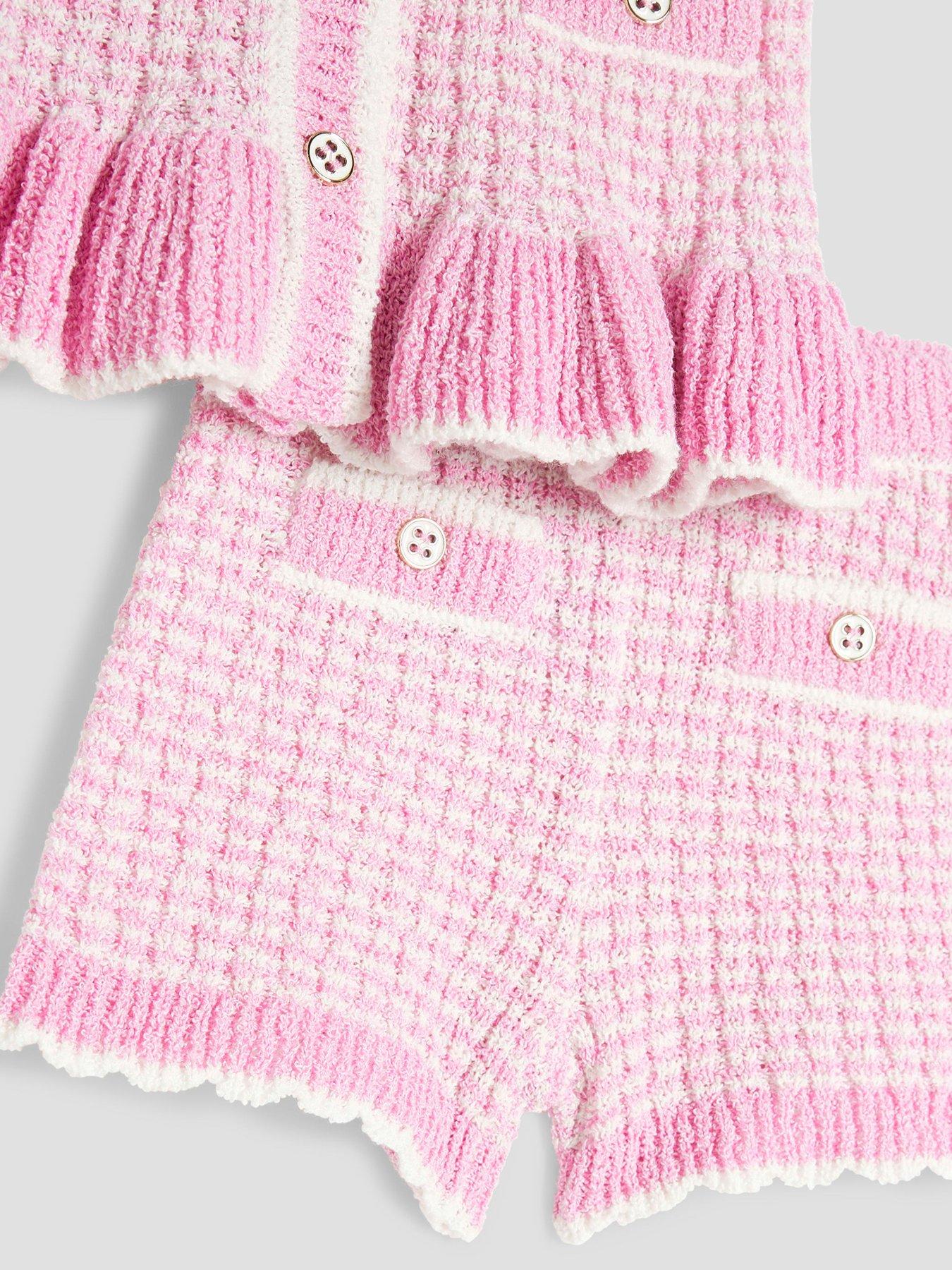 Image 4 of 5 of River Island Baby Girl Boucle Peplum Knit Set - Pink