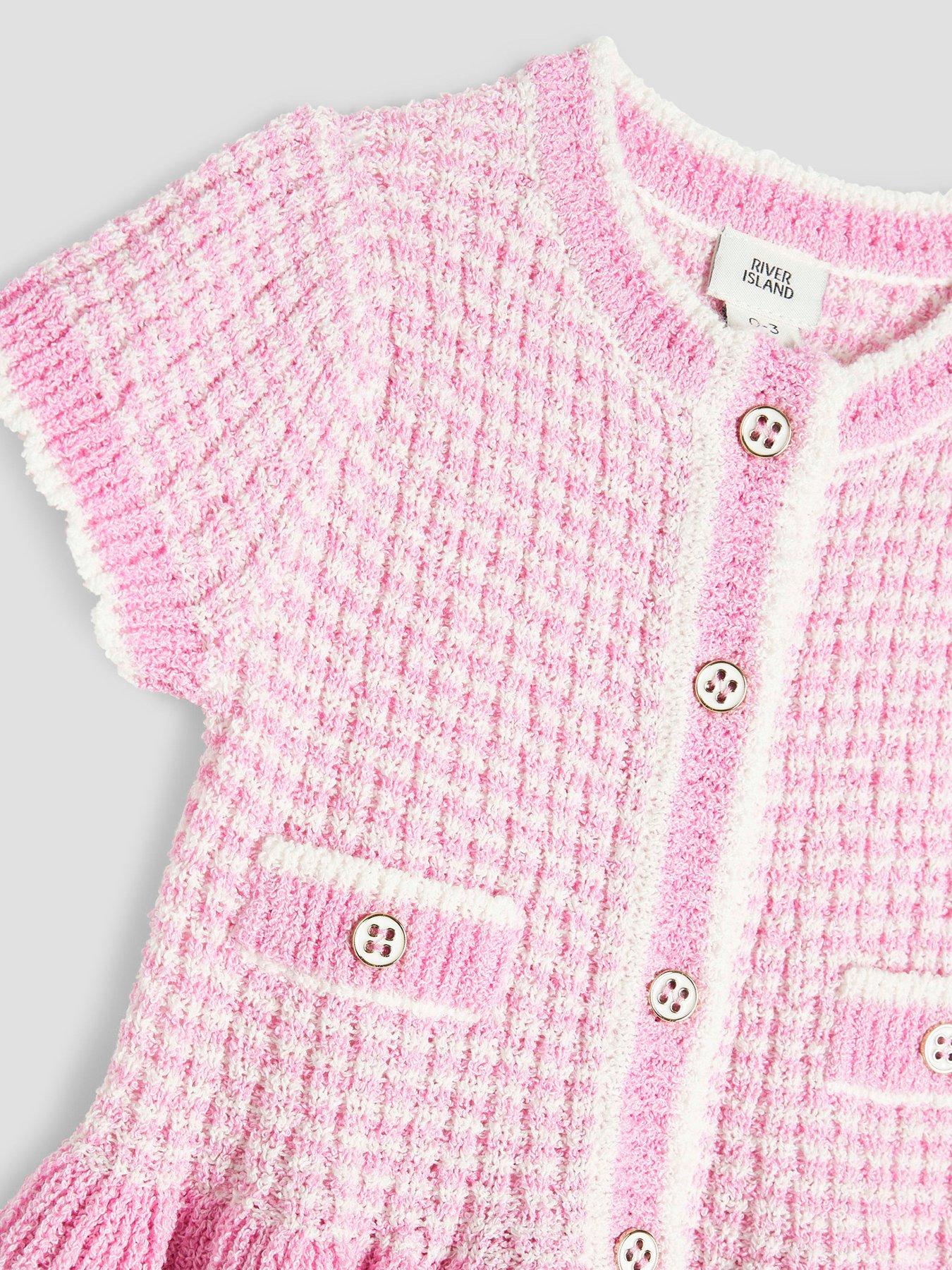 Image 5 of 5 of River Island Baby Girl Boucle Peplum Knit Set - Pink