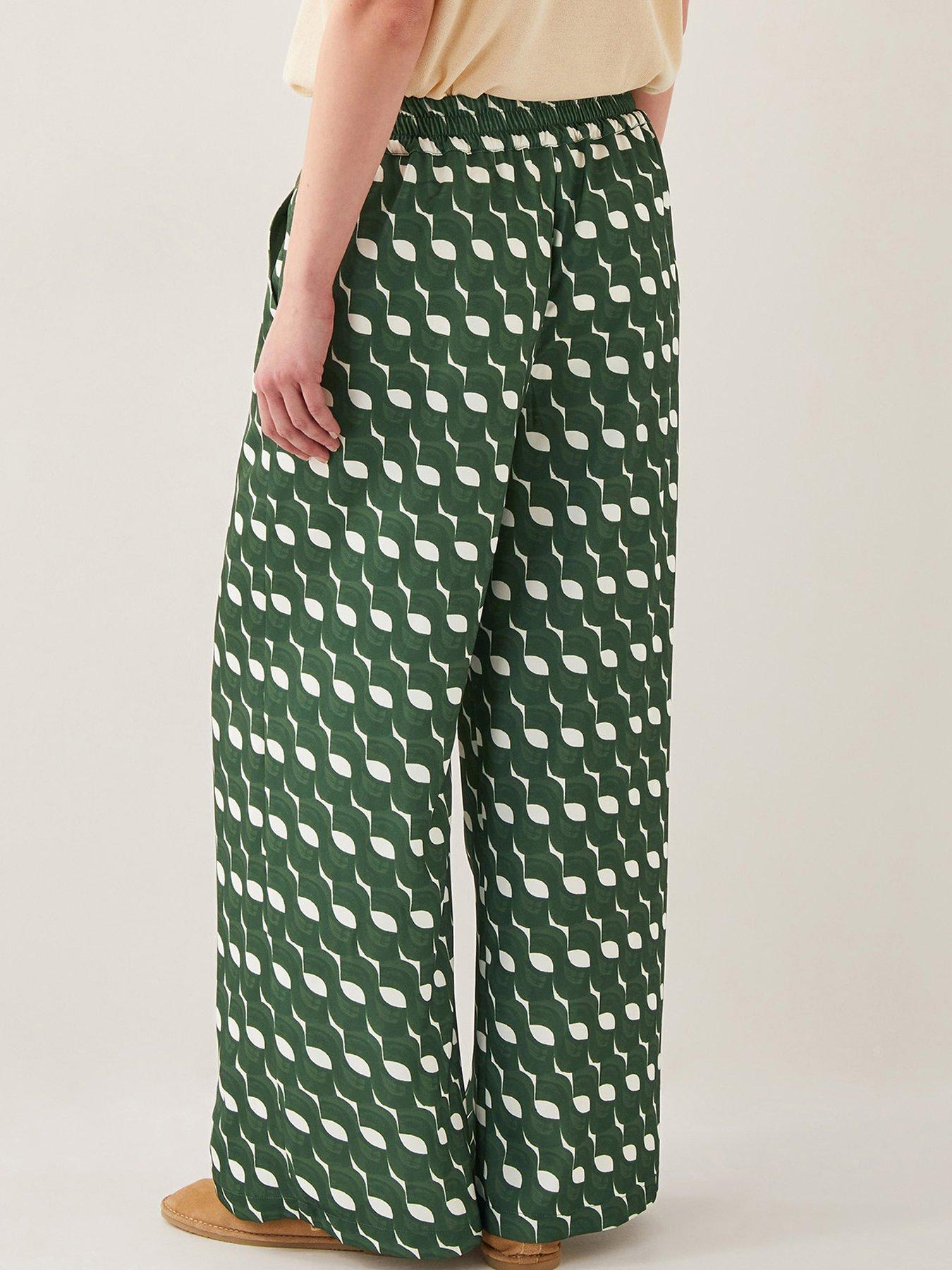 Image 2 of 6 of Monsoon Maren Geo Trousers - Green