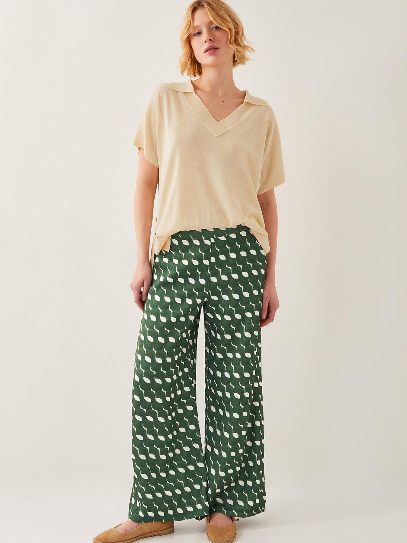 Image 4 of 6 of Monsoon Maren Geo Trousers - Green